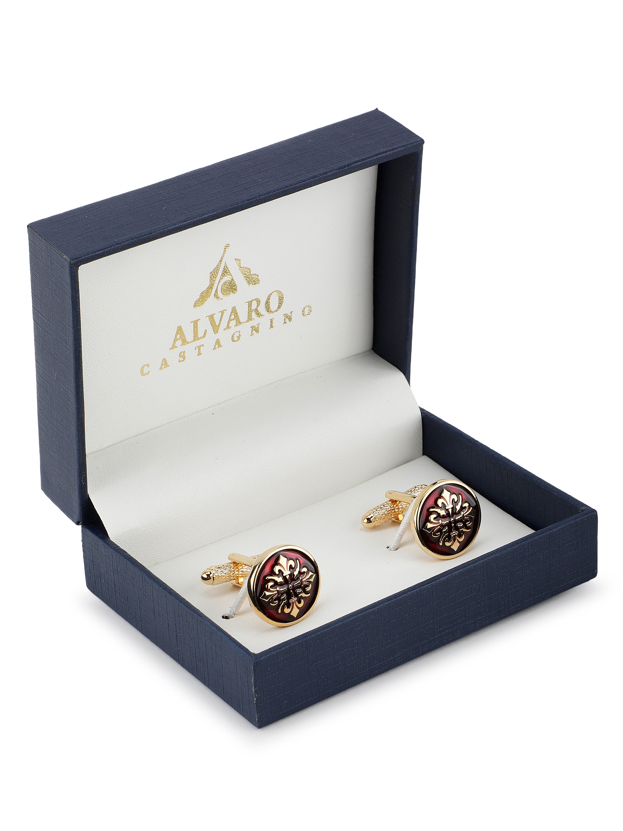 Alvaro Castagnino Gold & Maroon Coloured Cufflink for Men