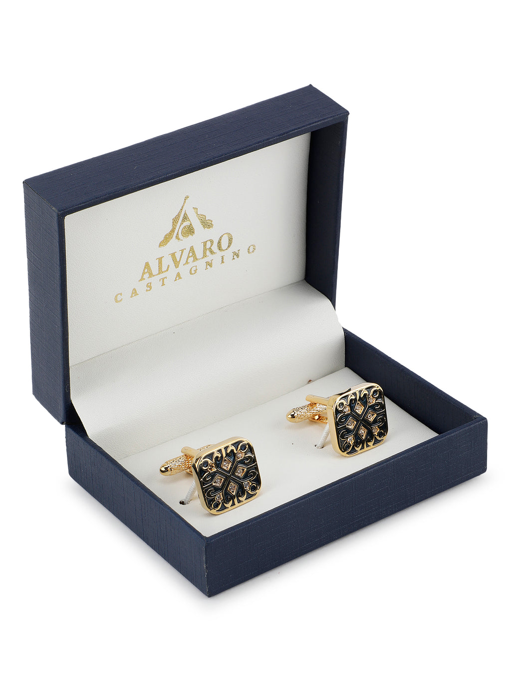 Alvaro Castagnino Black & Gold Coloured Cufflink for Men