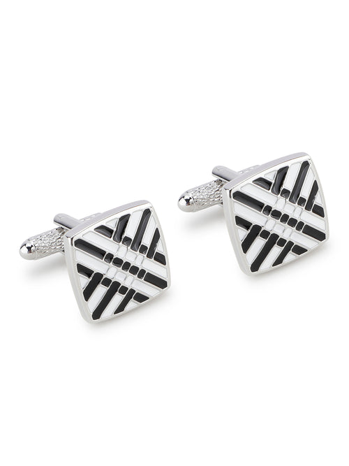Alvaro Castagnino Black & White Coloured Cufflink for Men