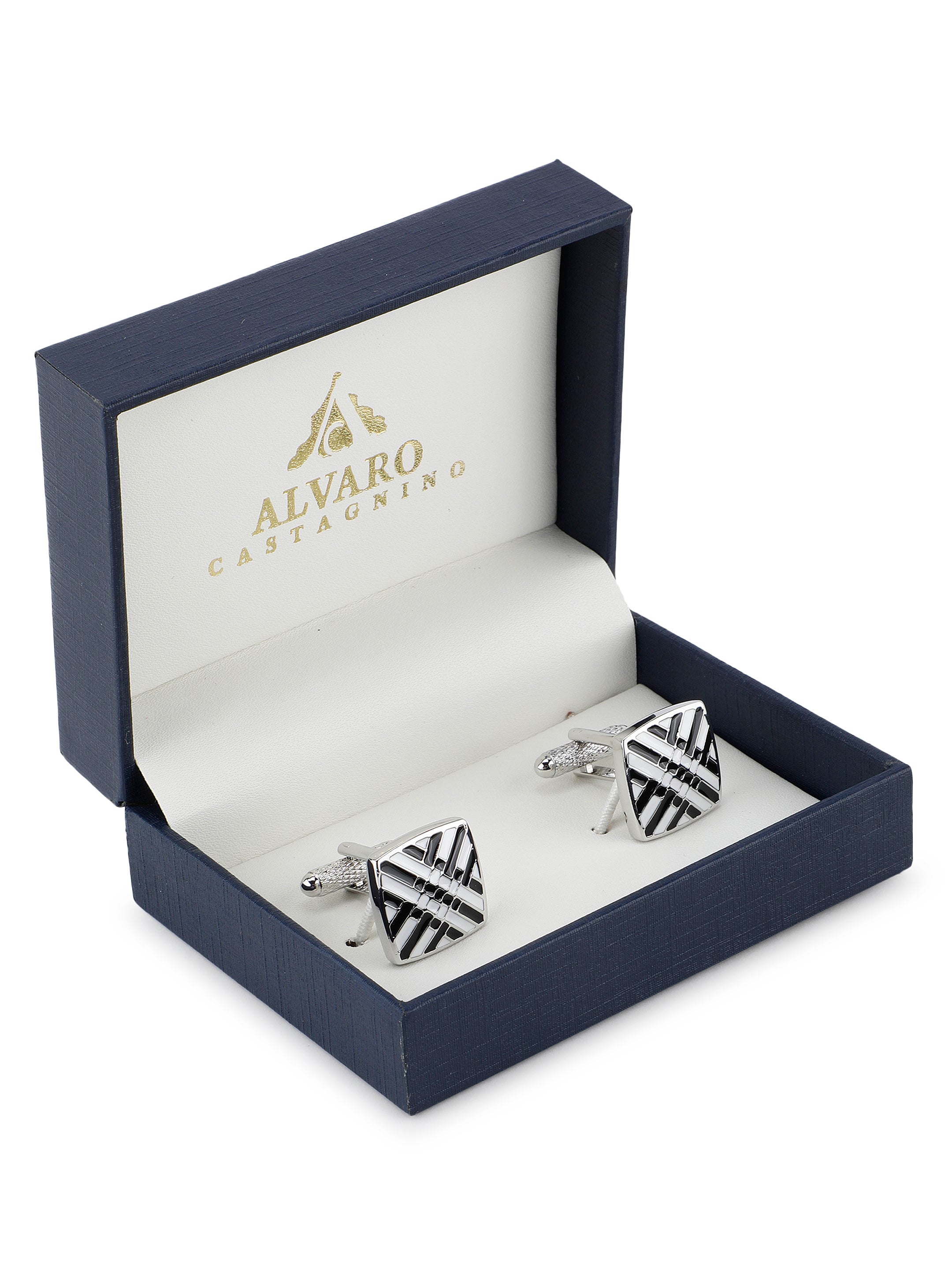 Alvaro Castagnino Black & White Coloured Cufflink for Men
