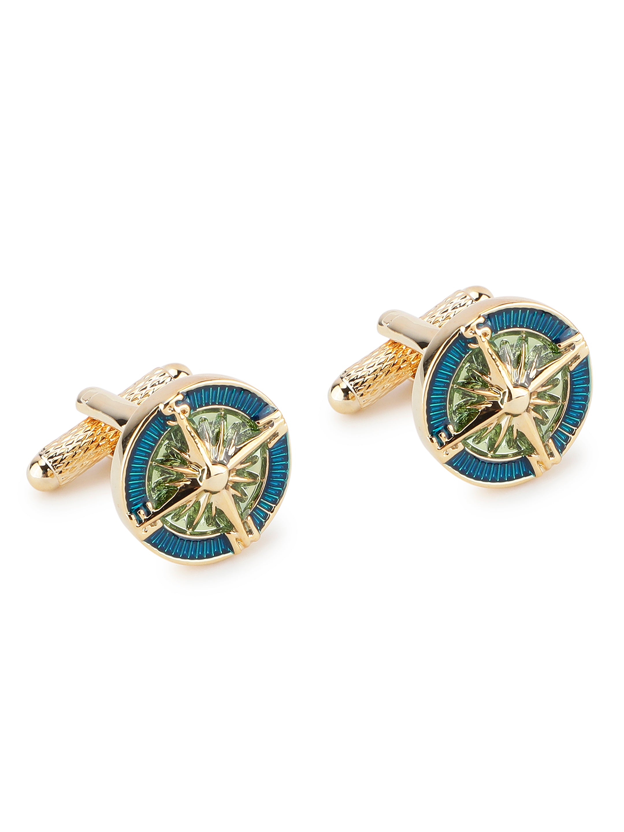 Gold Compass Wheel Cufflink