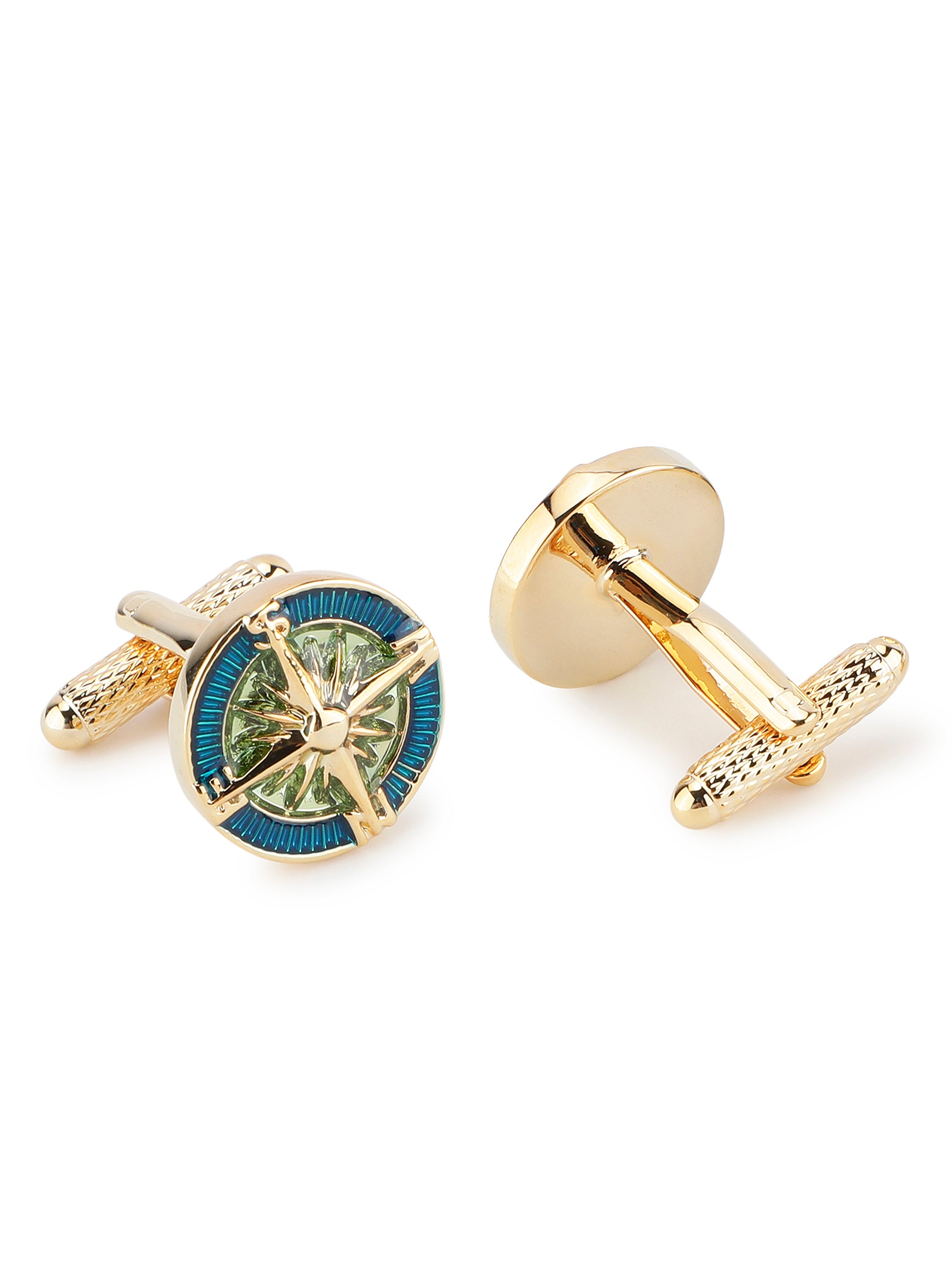 Gold Compass Wheel Cufflink