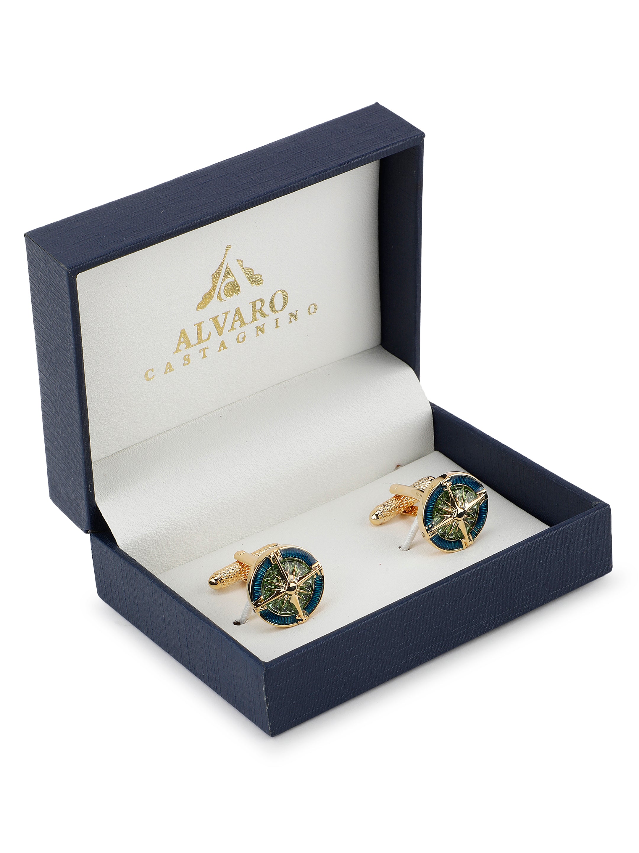 Gold Compass Wheel Cufflink