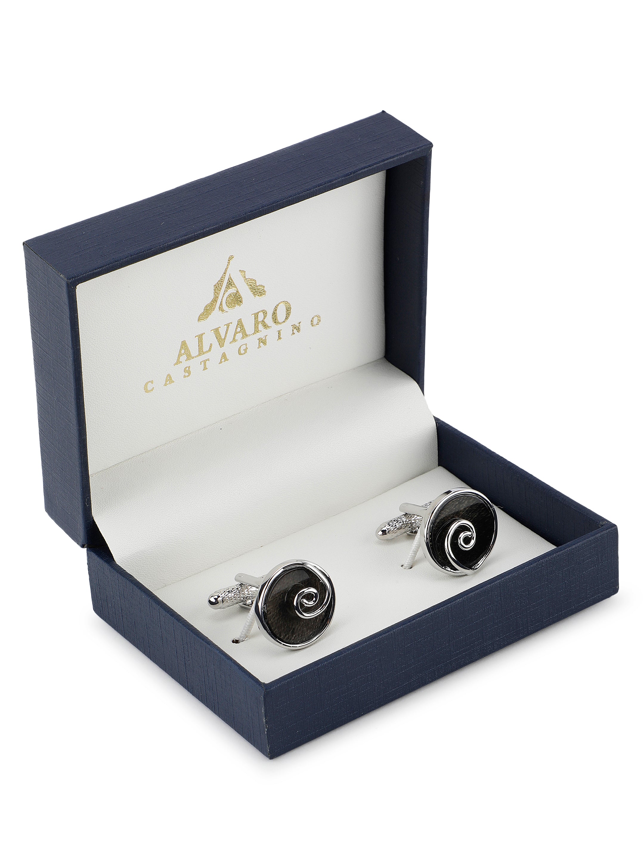 Silver Swirl Round Cufflink