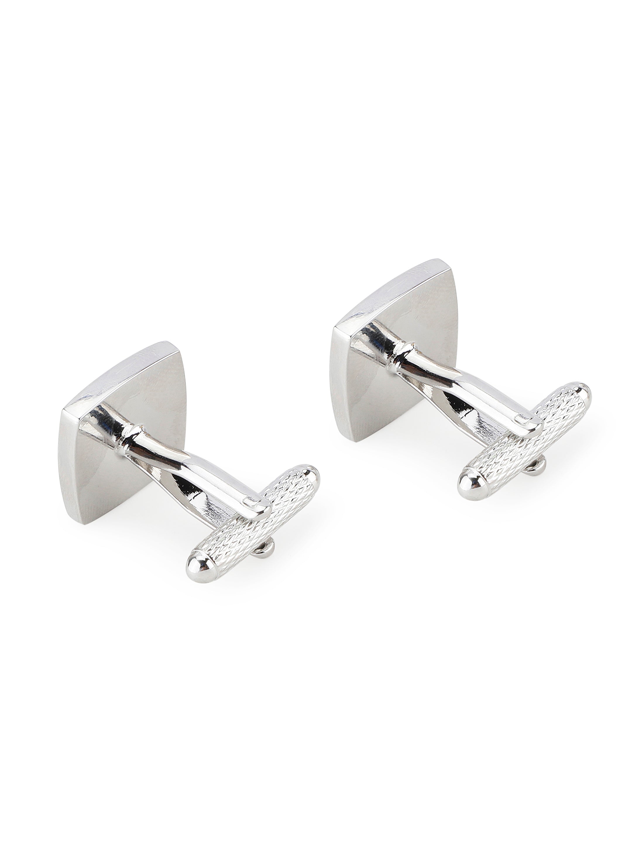 Silver & Yellow Enamel Square Cufflink