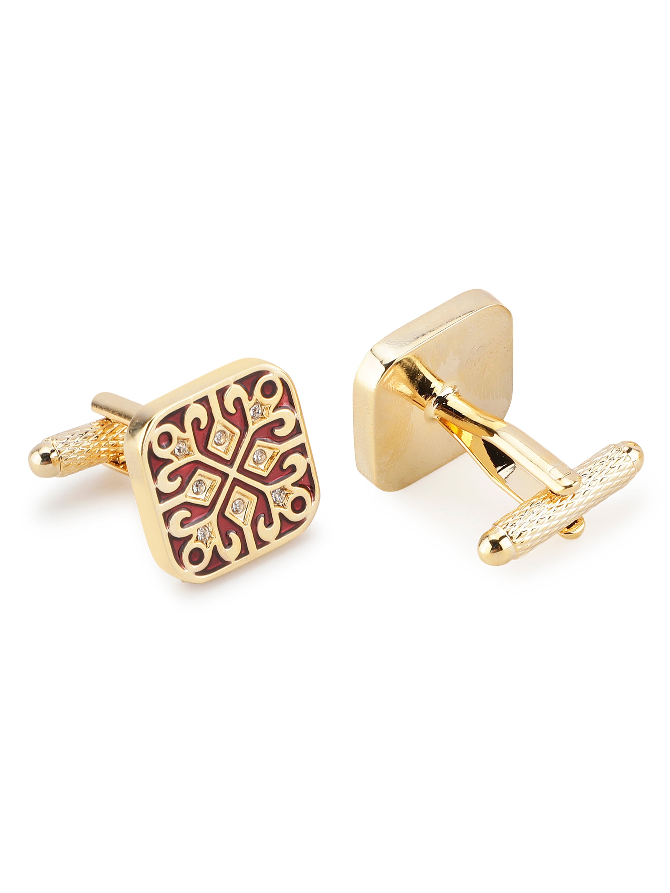 Alvaro Castagnino Maroon & Silver Coloured Cufflink for Men
