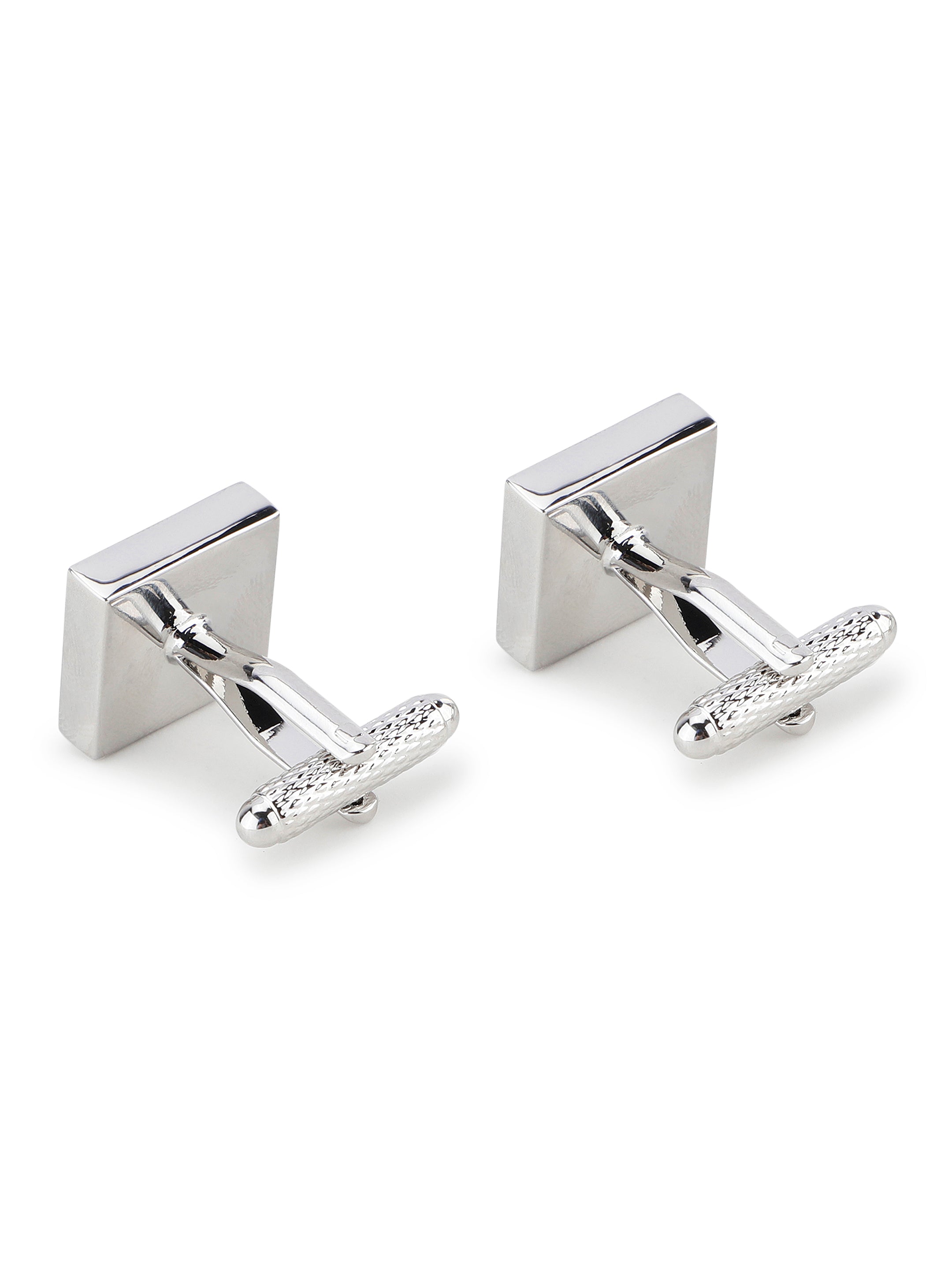 Silver Blue Crystal Grid Cufflink