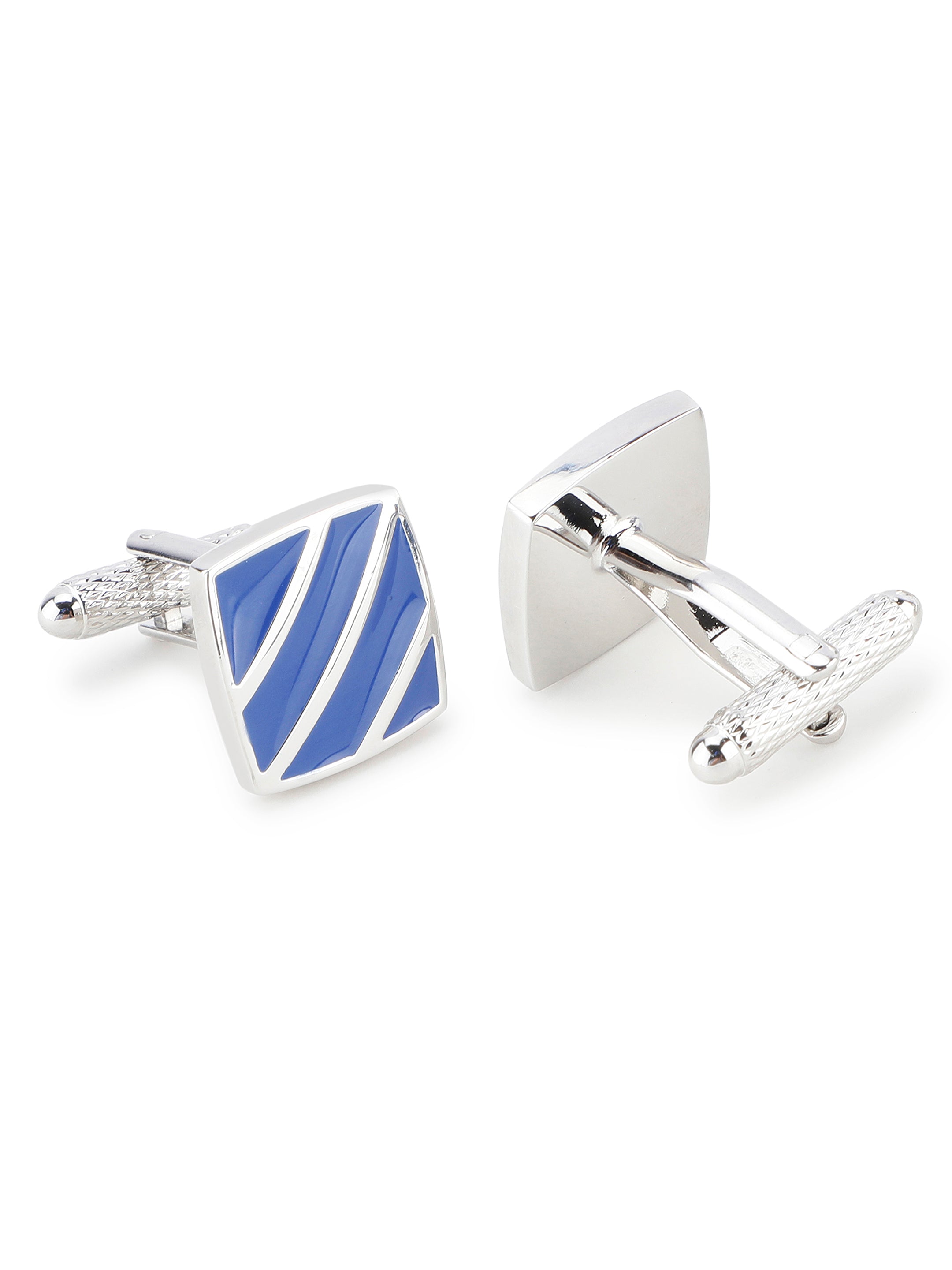 Silver & Blue Enamel Square Cufflink