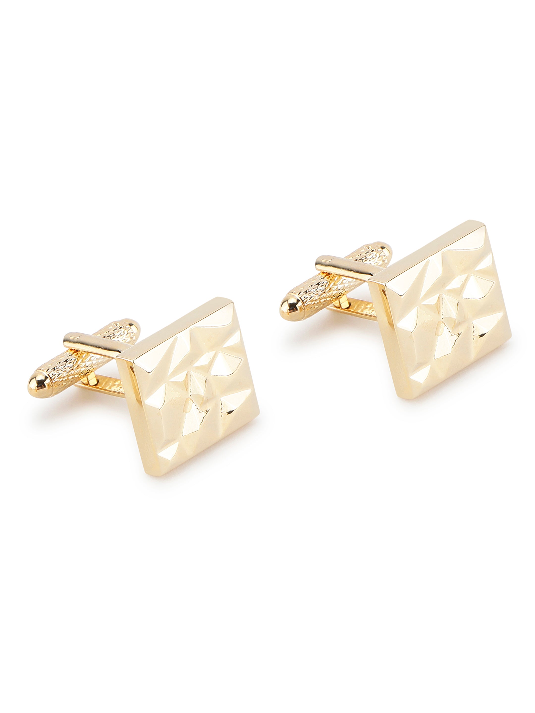 Gold Faceted Square Cufflink