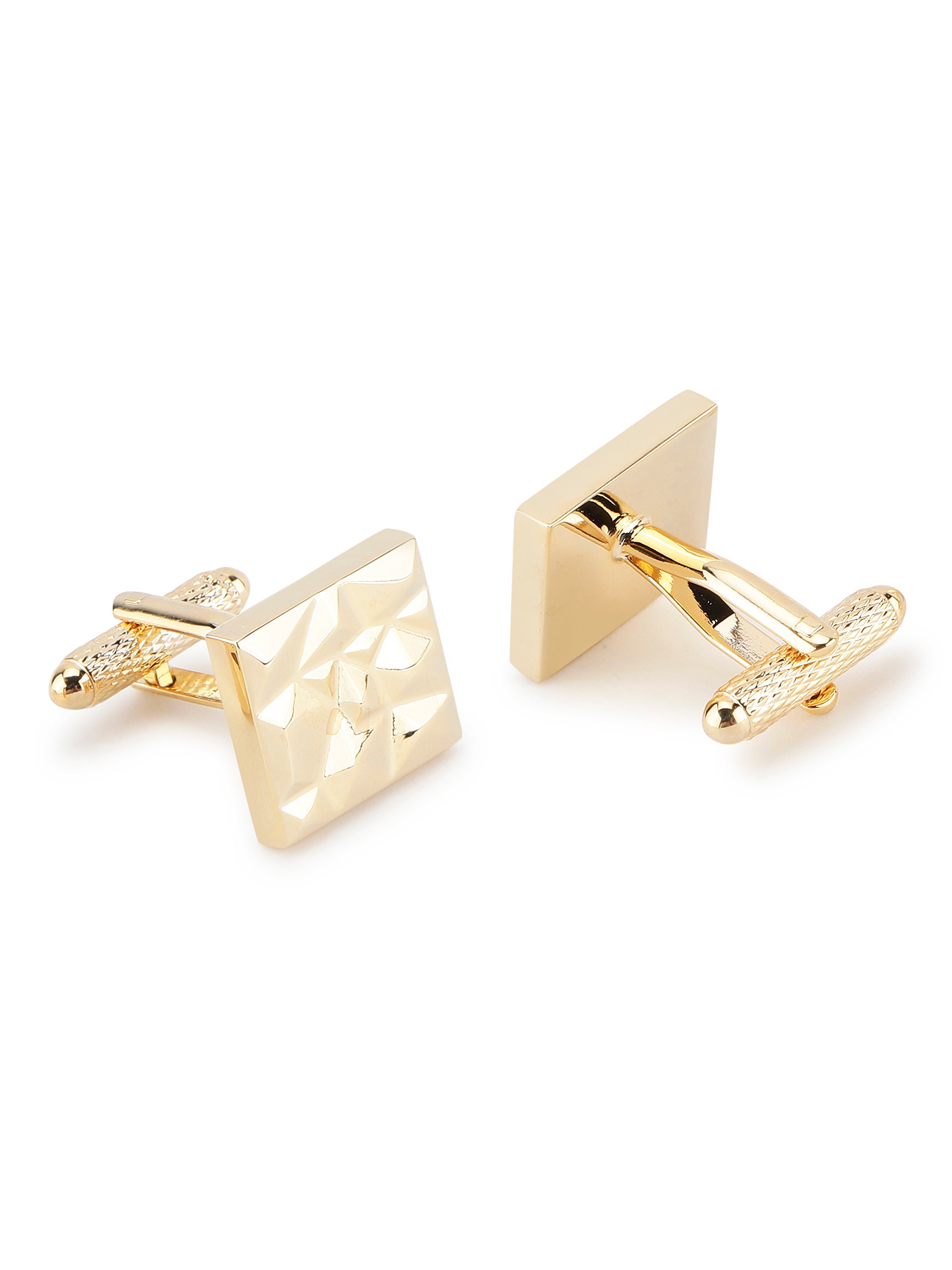 Gold Faceted Square Cufflink