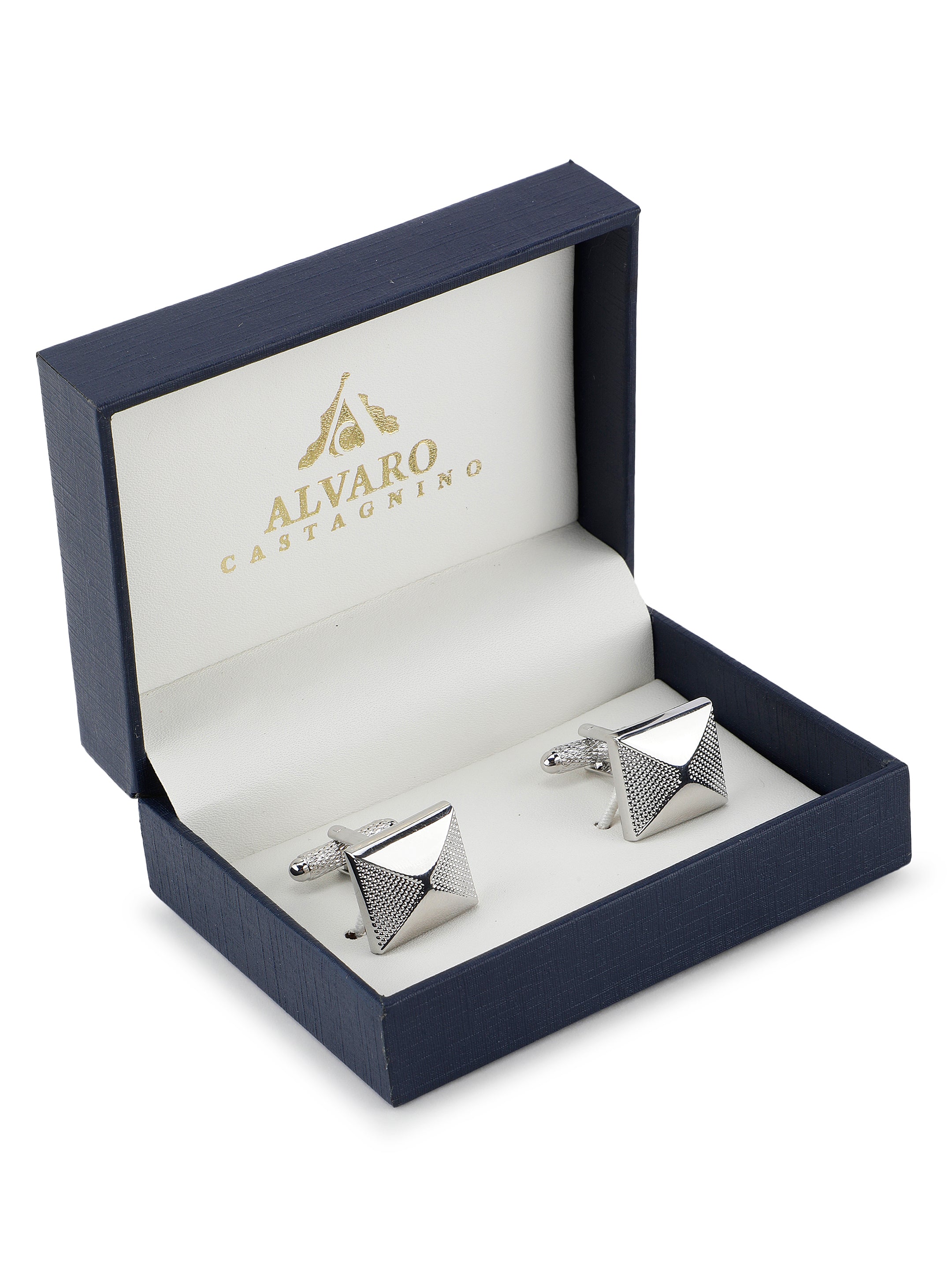 Silver Pyramid Geometric Cufflink
