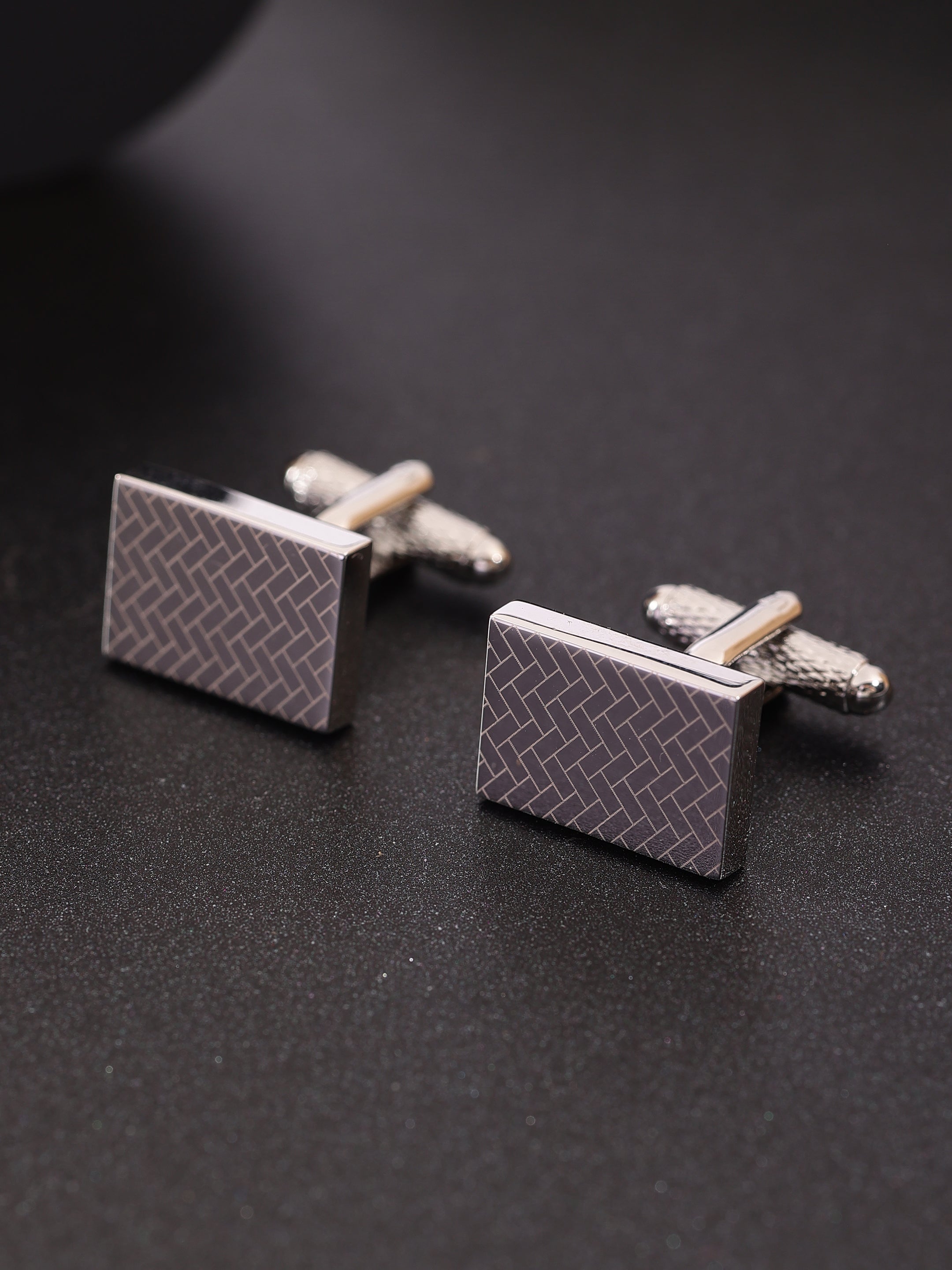 Silver Woven Pattern Cufflink
