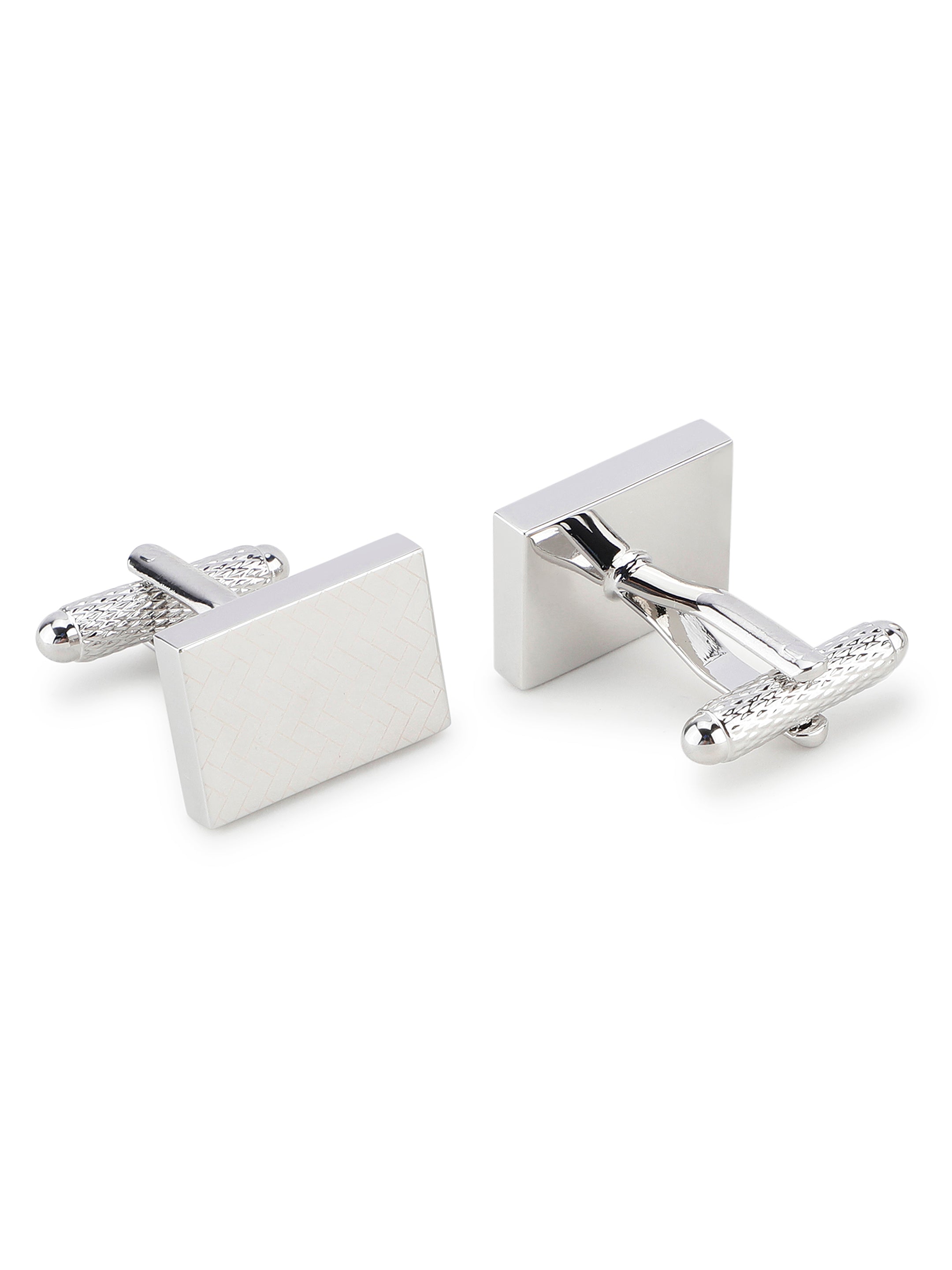 Silver Woven Pattern Cufflink