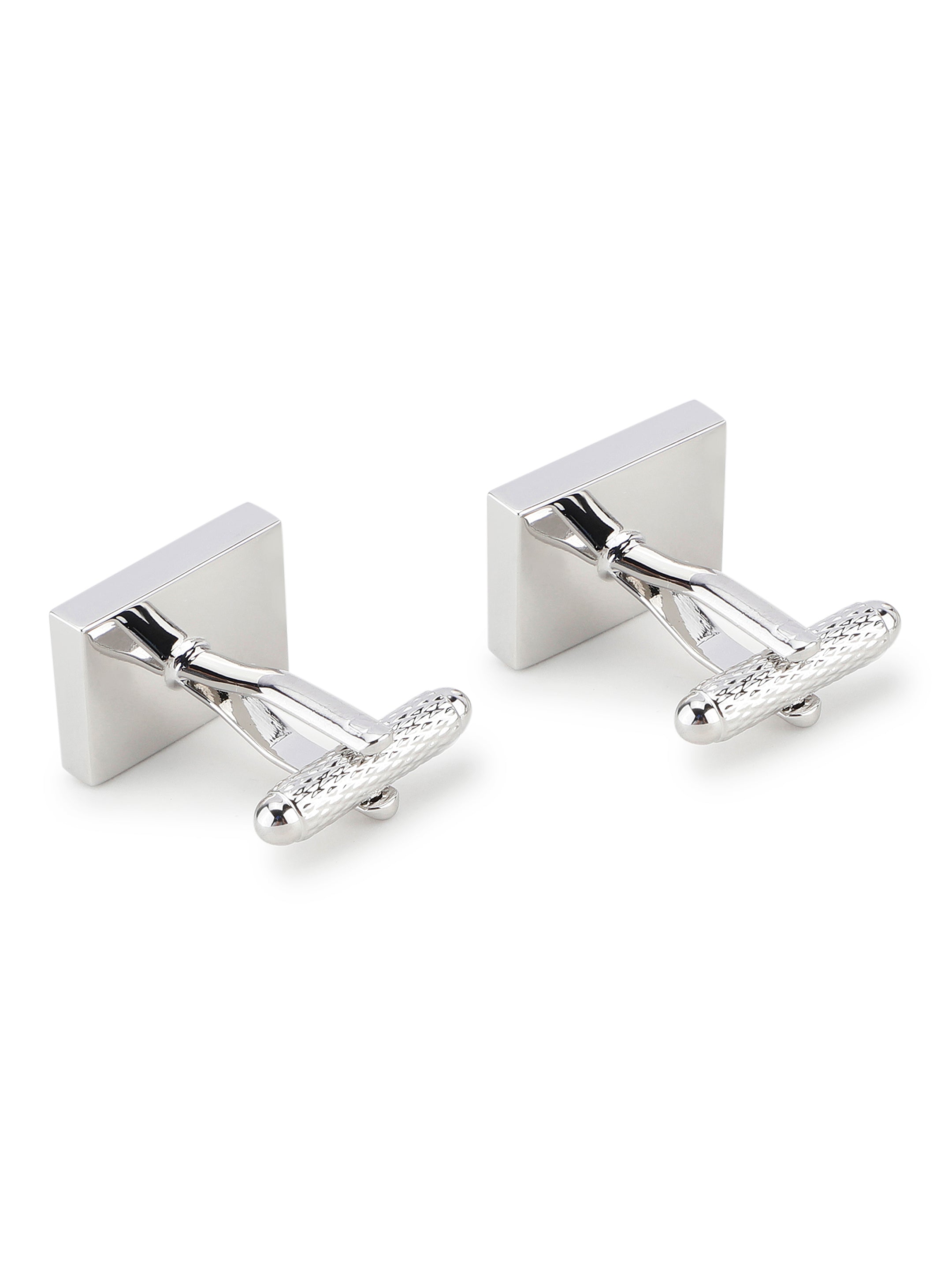 Silver Woven Pattern Cufflink