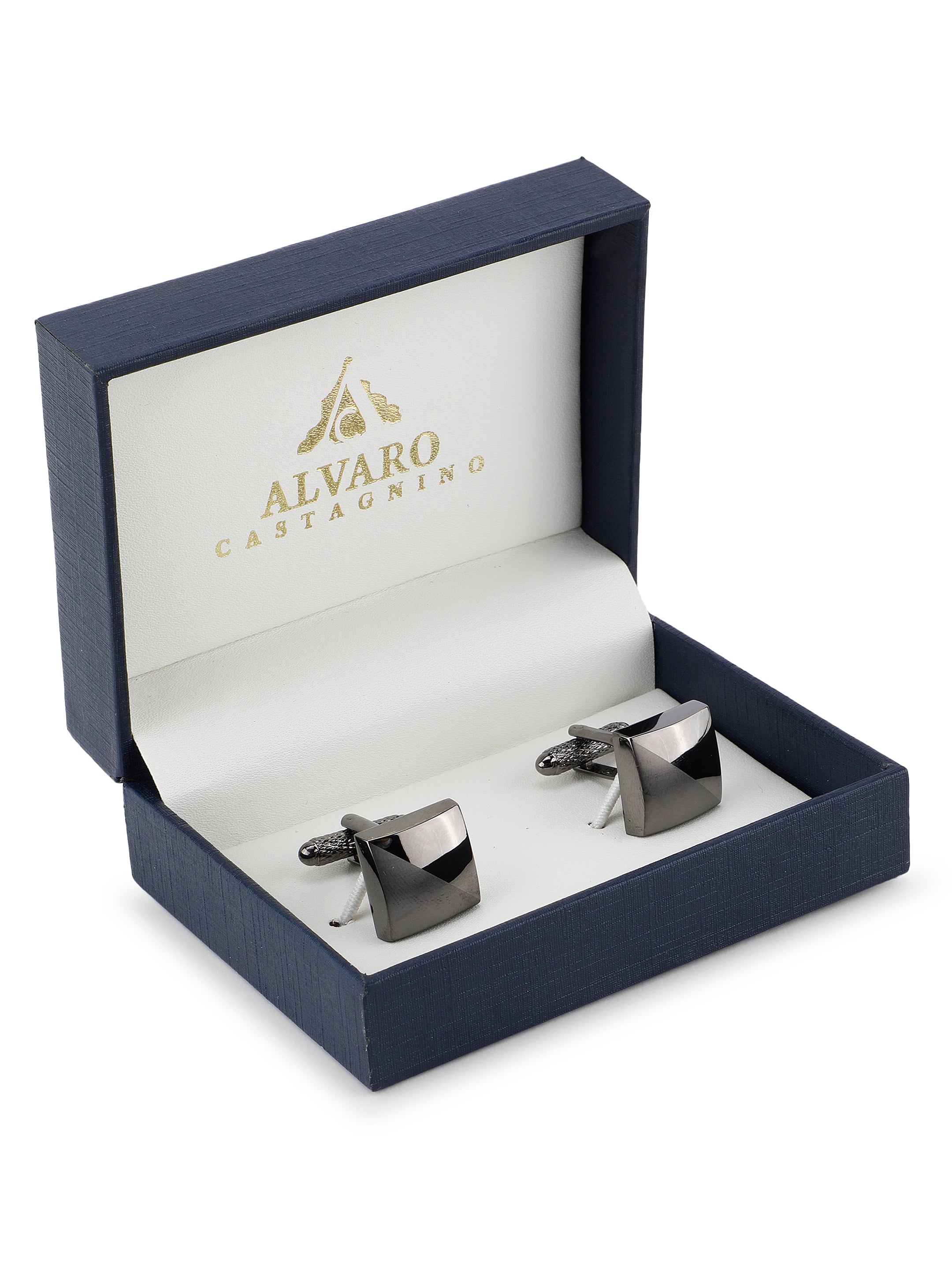 Gunmetal Faceted Square Cufflink