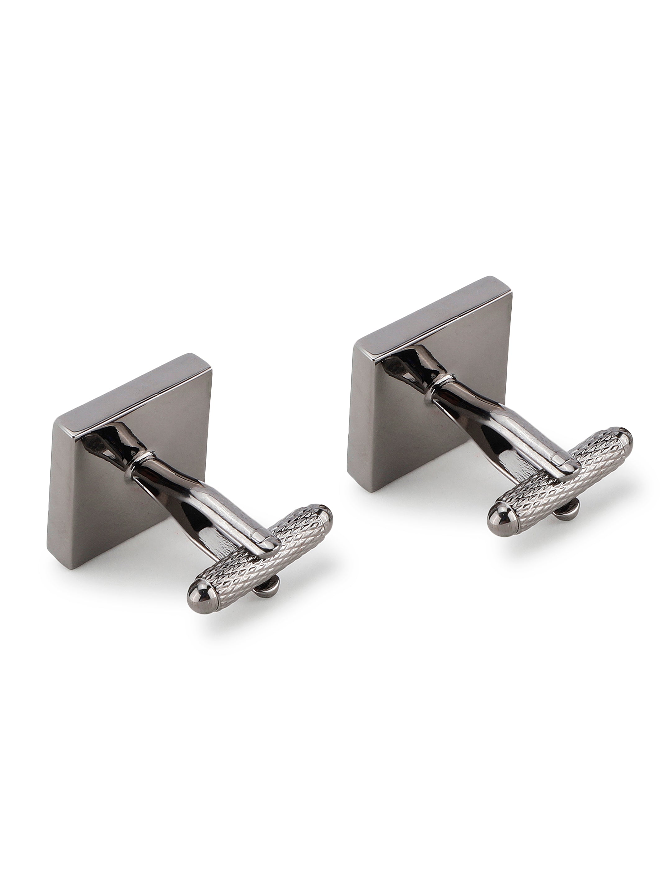  Silver Textured Square Cufflink