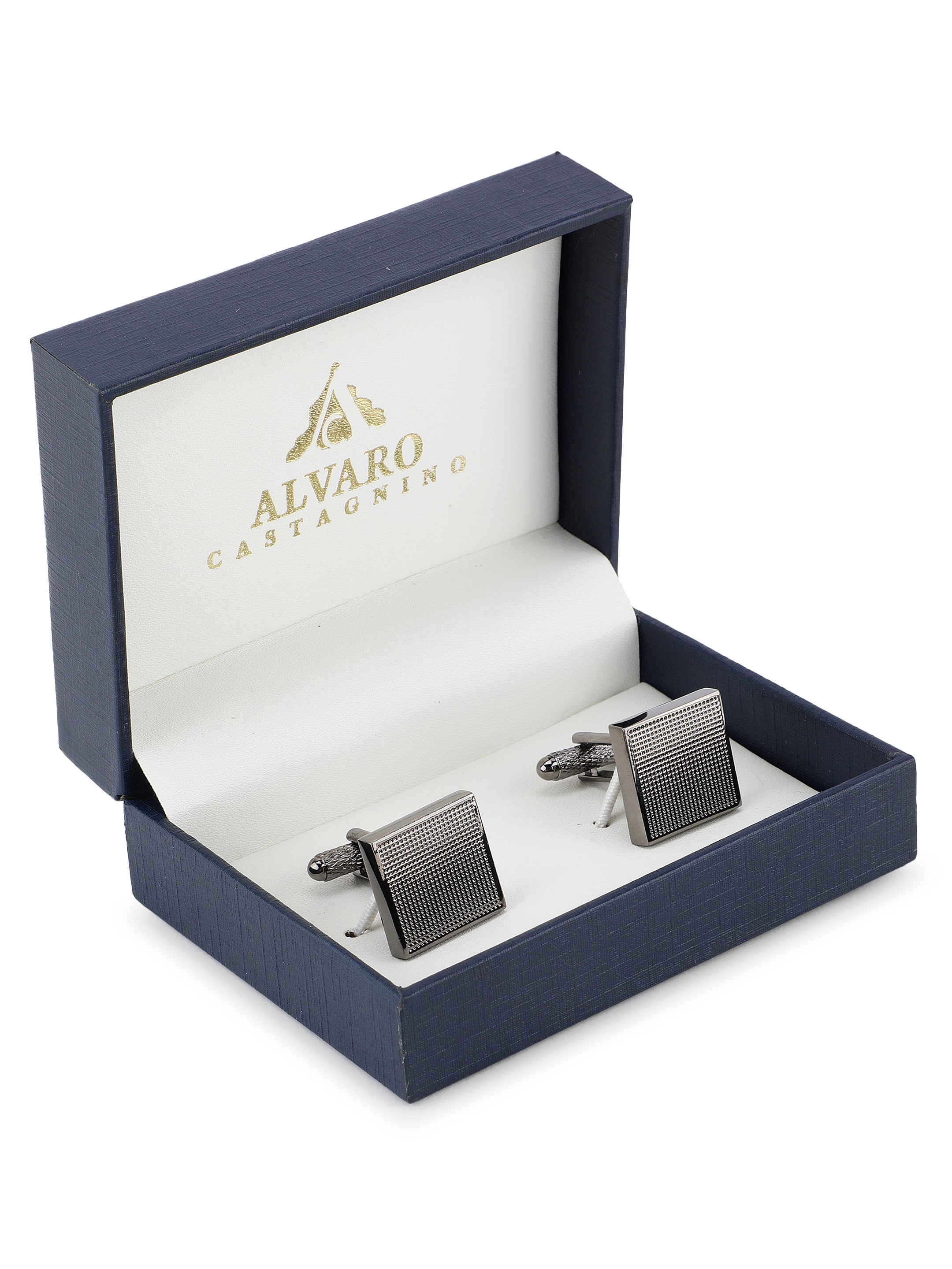  Silver Textured Square Cufflink