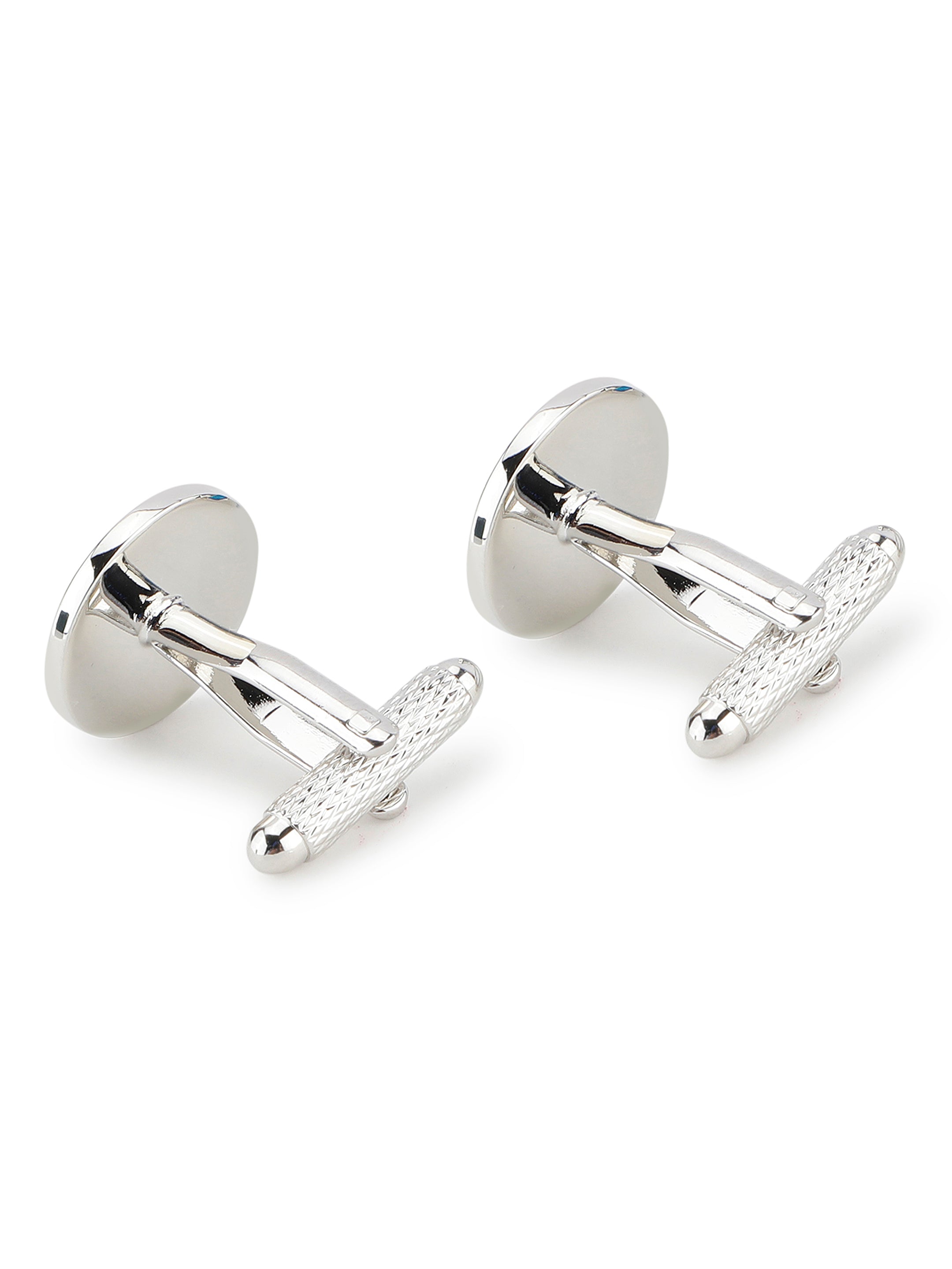 Silver & Blue Enamel Round Cufflink