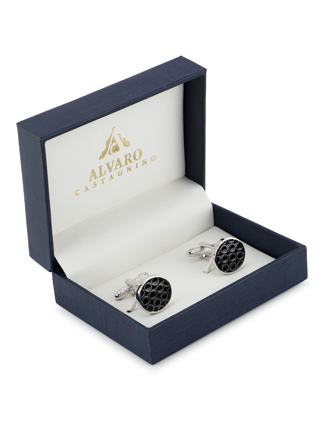 Alvaro Castagnino Black & Silver Coloured Cufflink for Men