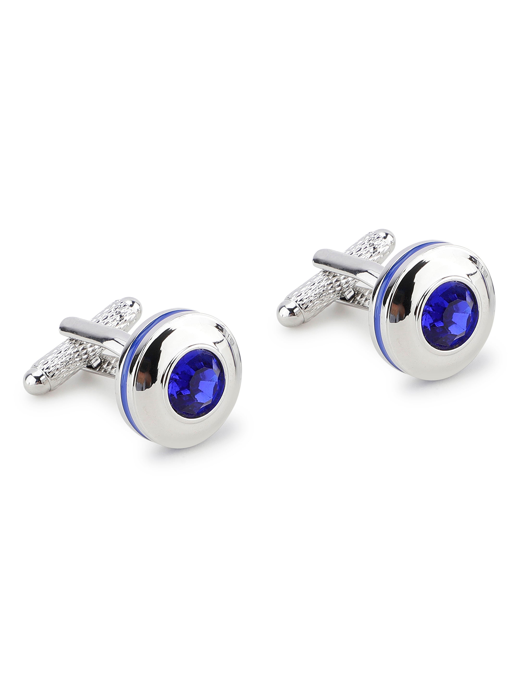 Silver Blue Crystal Cufflink