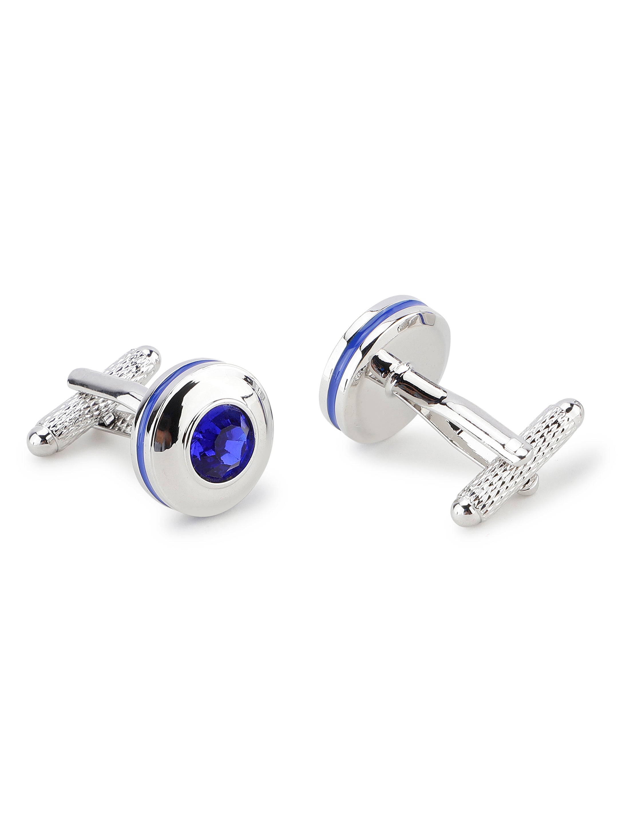 Silver Blue Crystal Cufflink