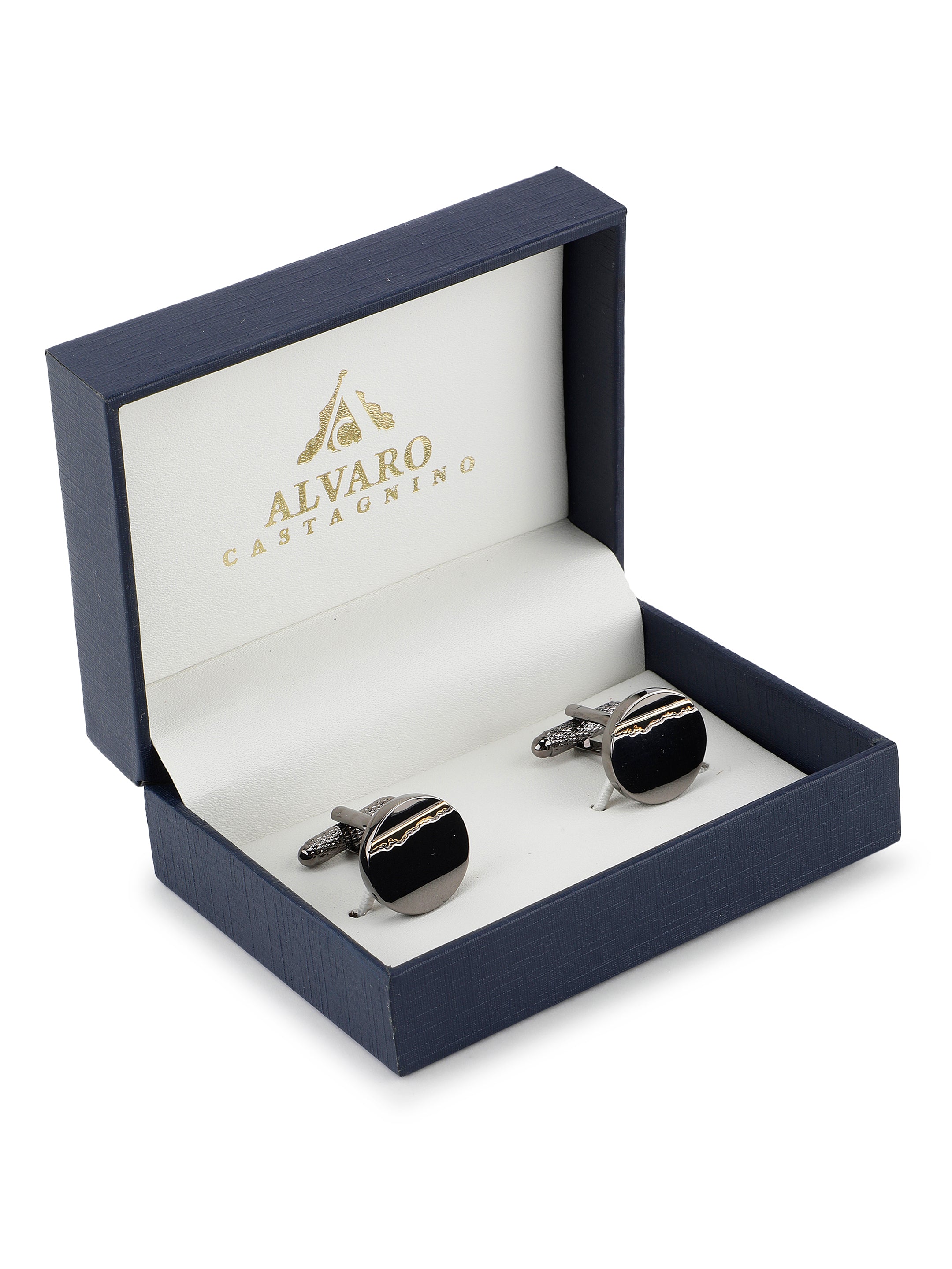 Alvaro Castagnino Grey & Gold Coloured Cufflink for Men