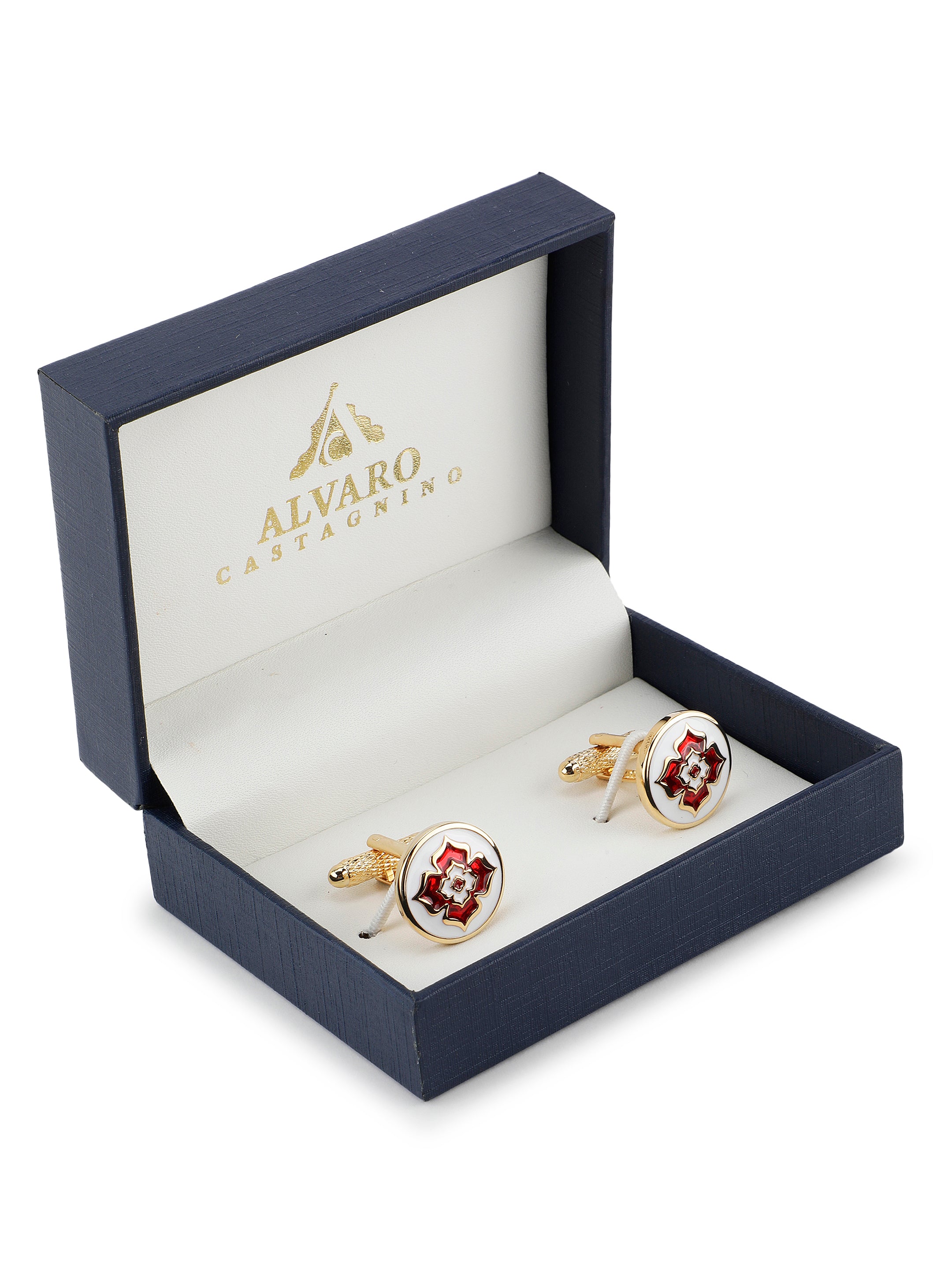 Gold Red Enamel Cufflink