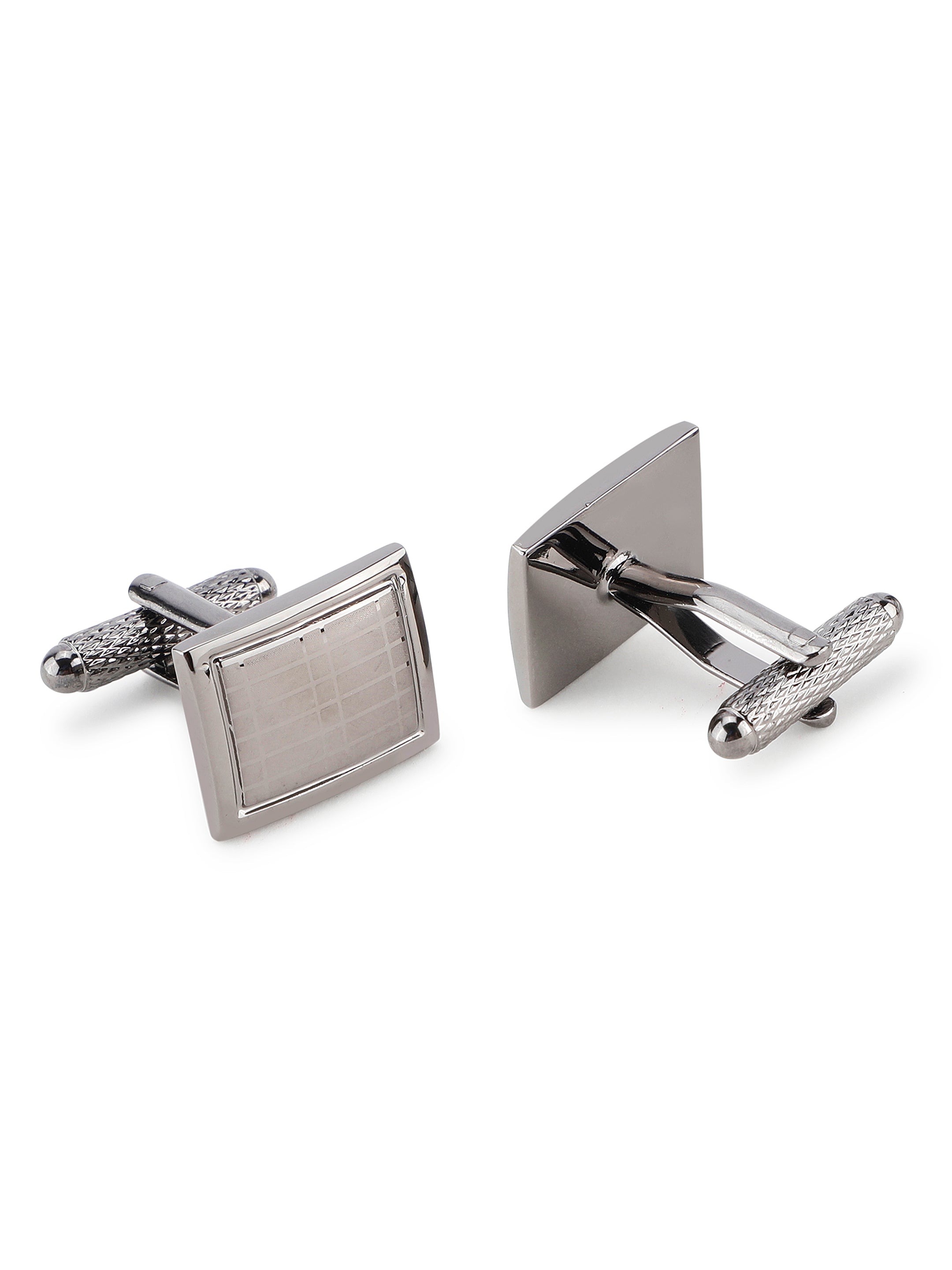 Gunmetal Grid Pattern Cufflink