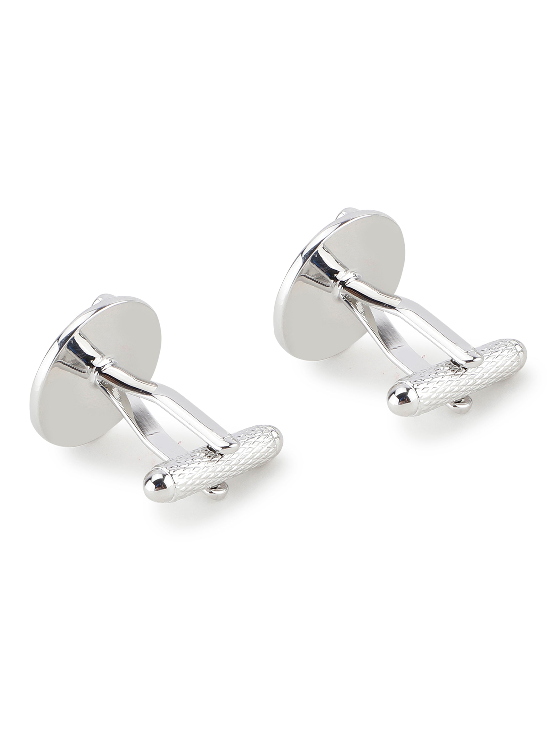 Silver Textured Round Cufflink