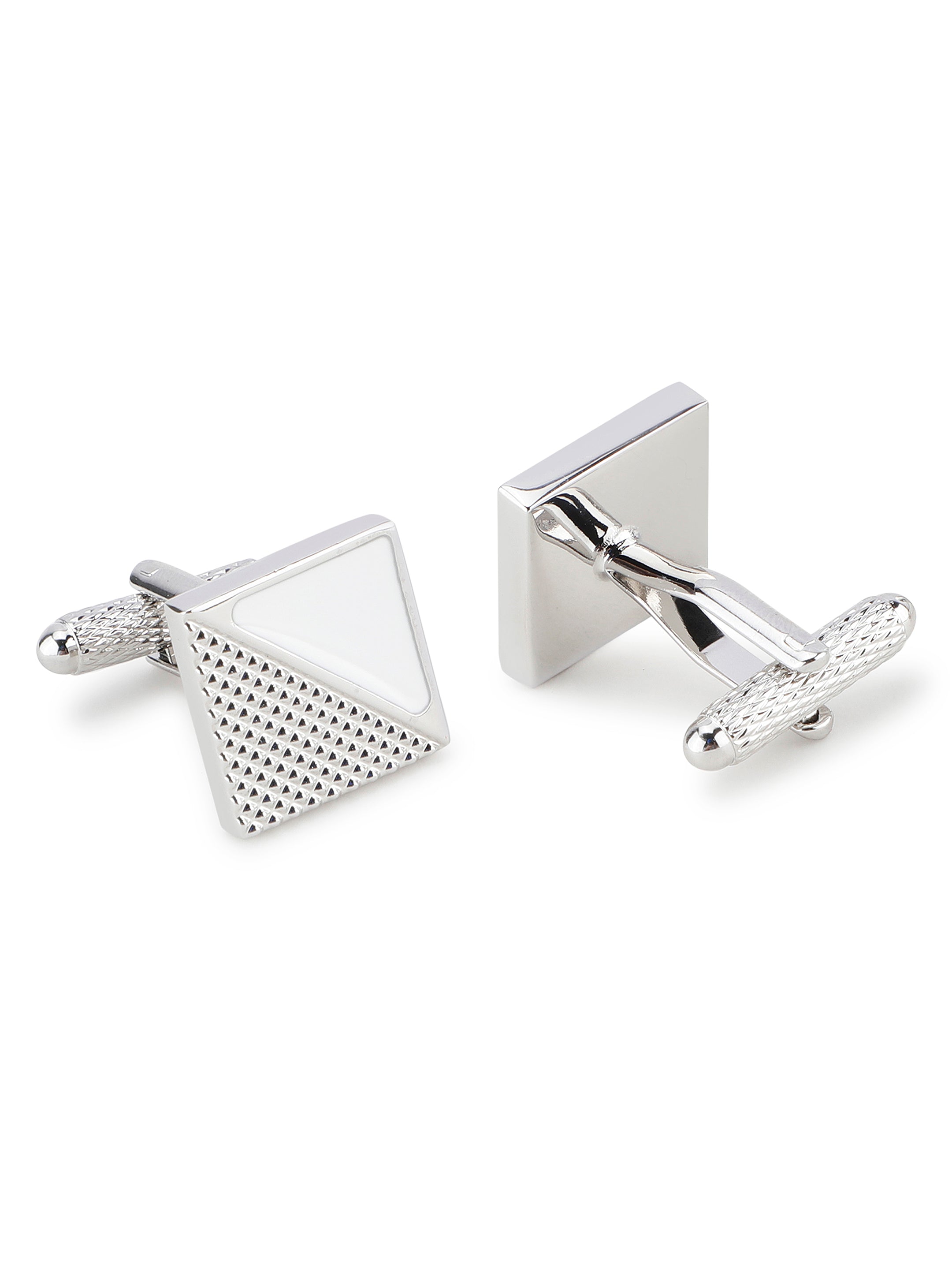 Silver & White Triangle Cufflink