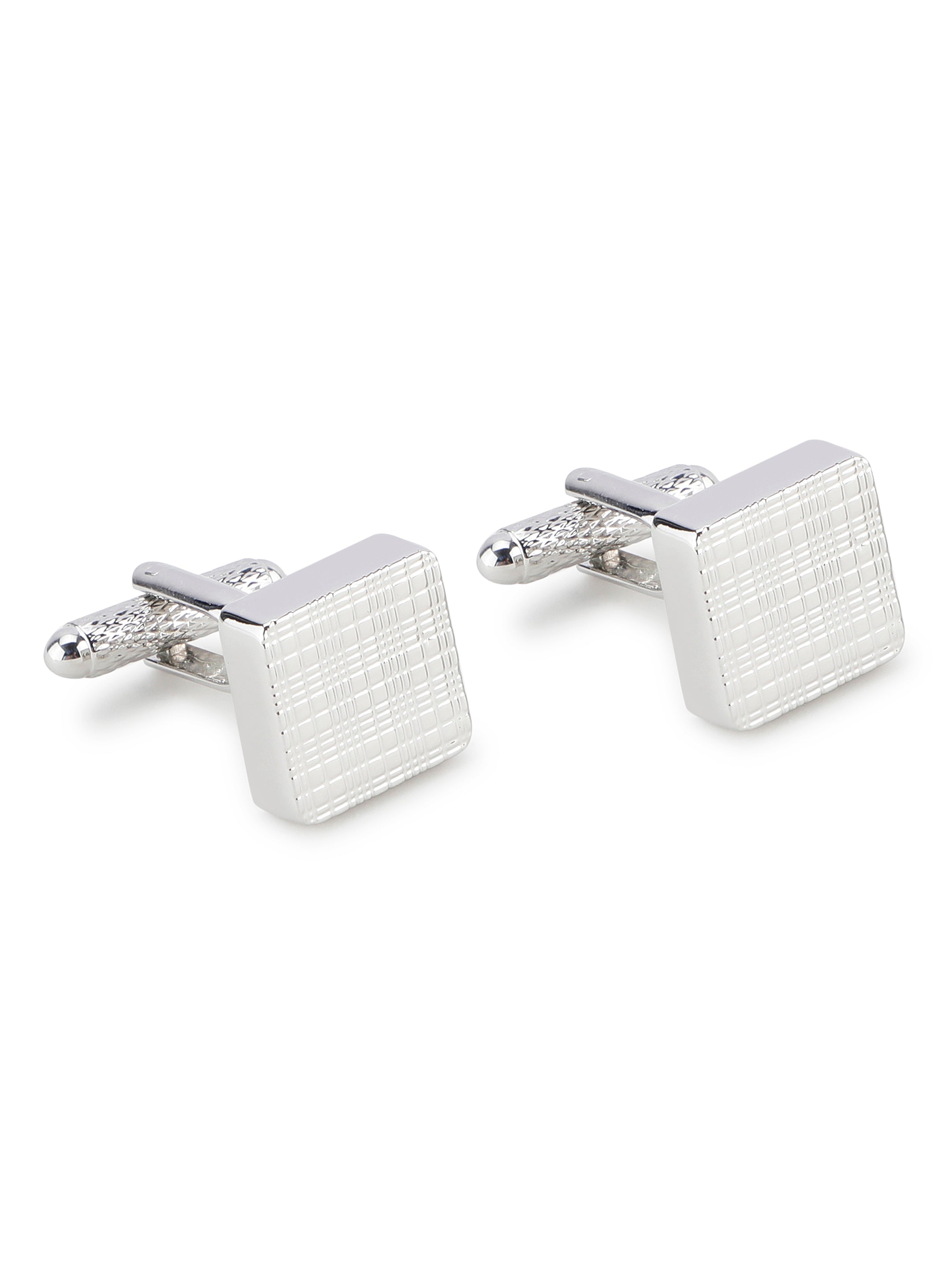Silver Textured Square Cufflink