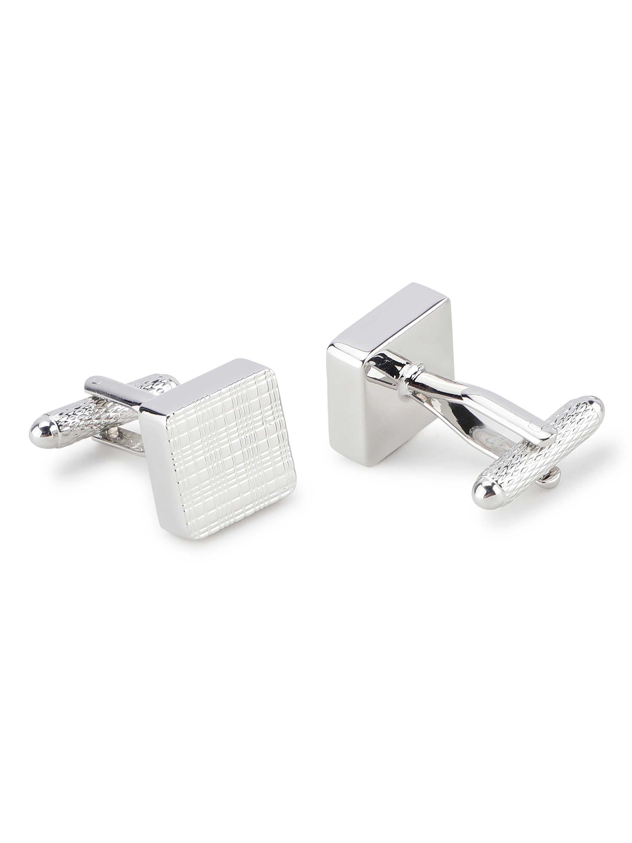 Silver Textured Square Cufflink
