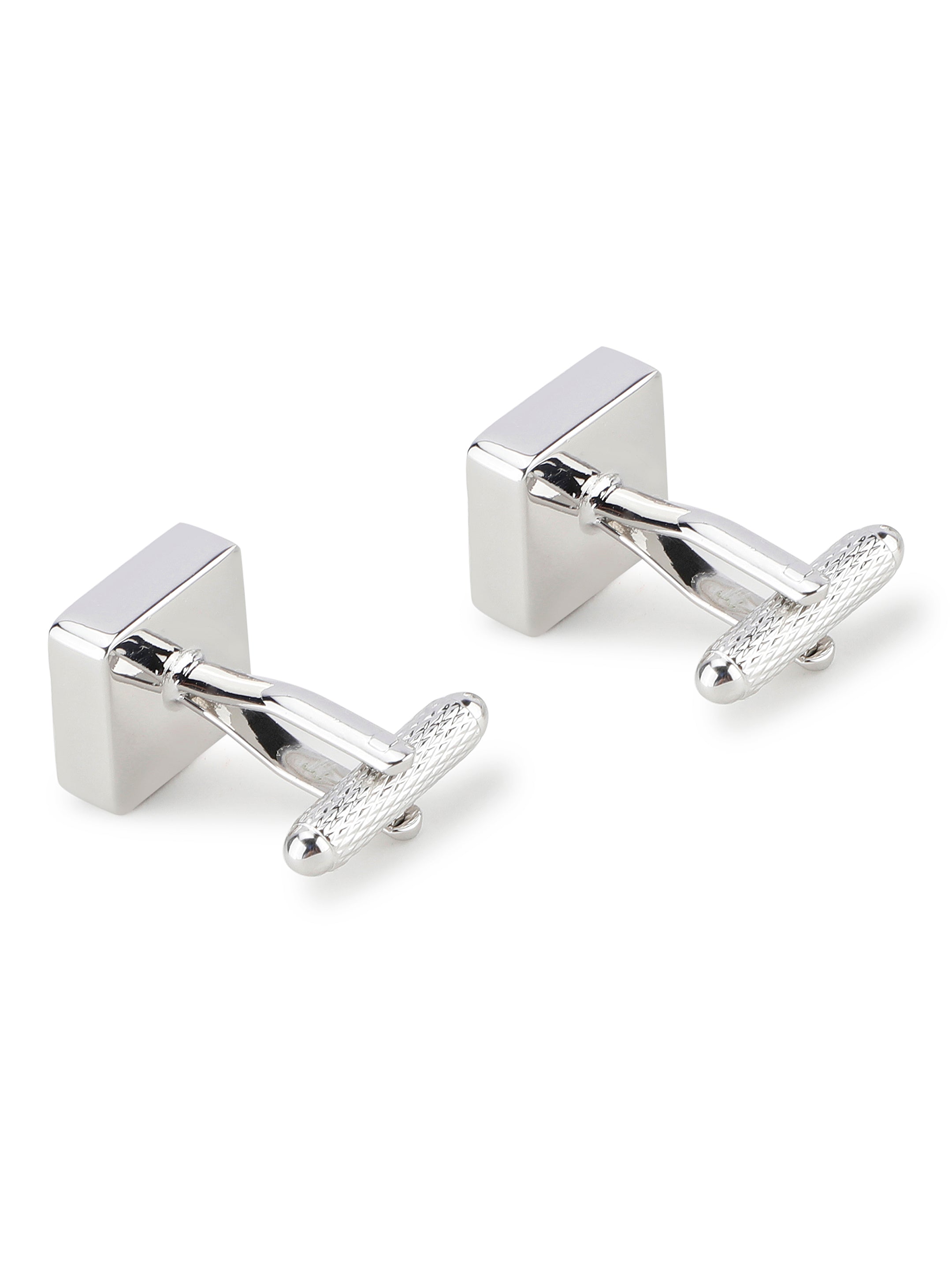 Silver Textured Square Cufflink
