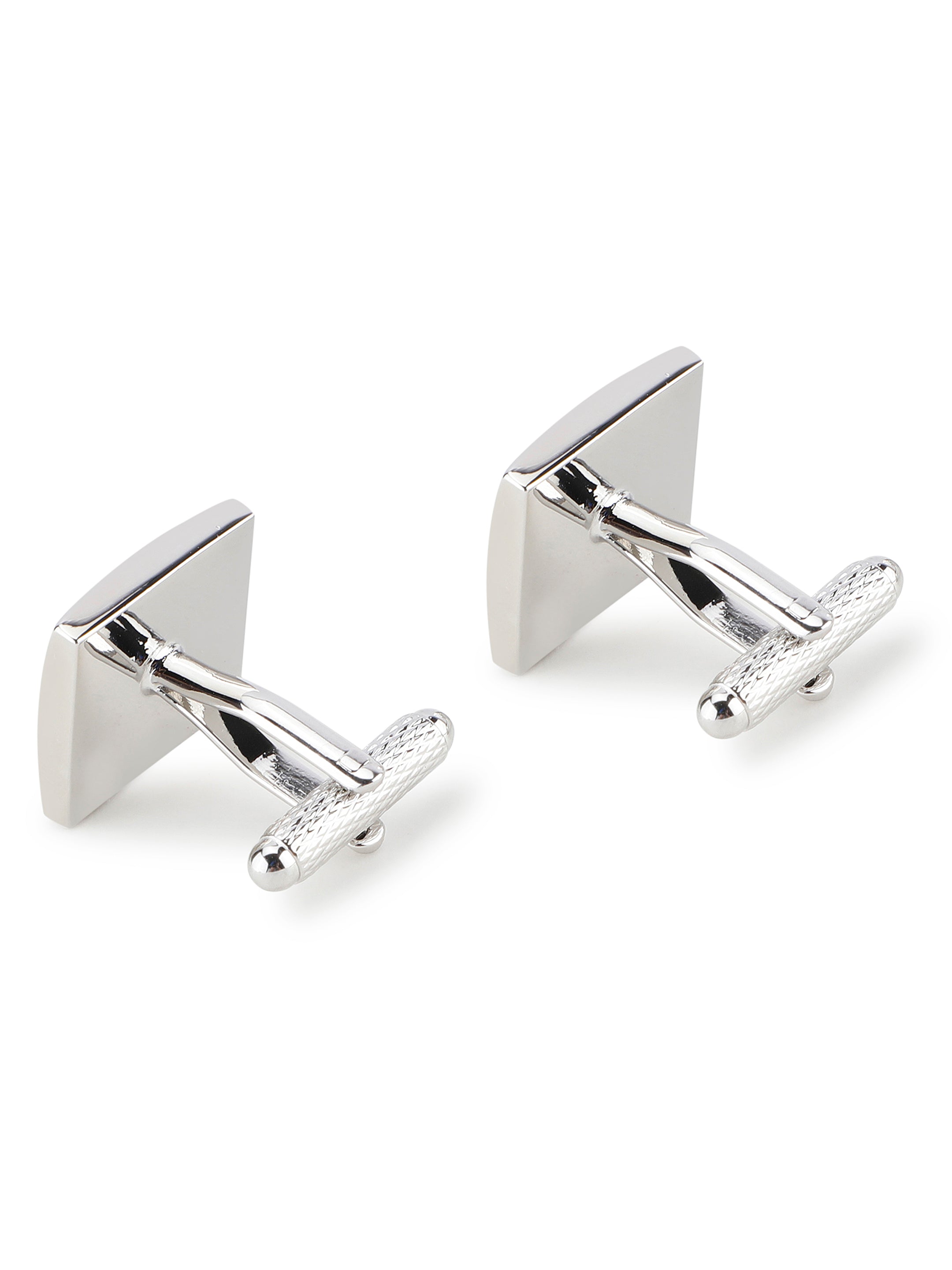 Silver Geometric Stripe Cufflink