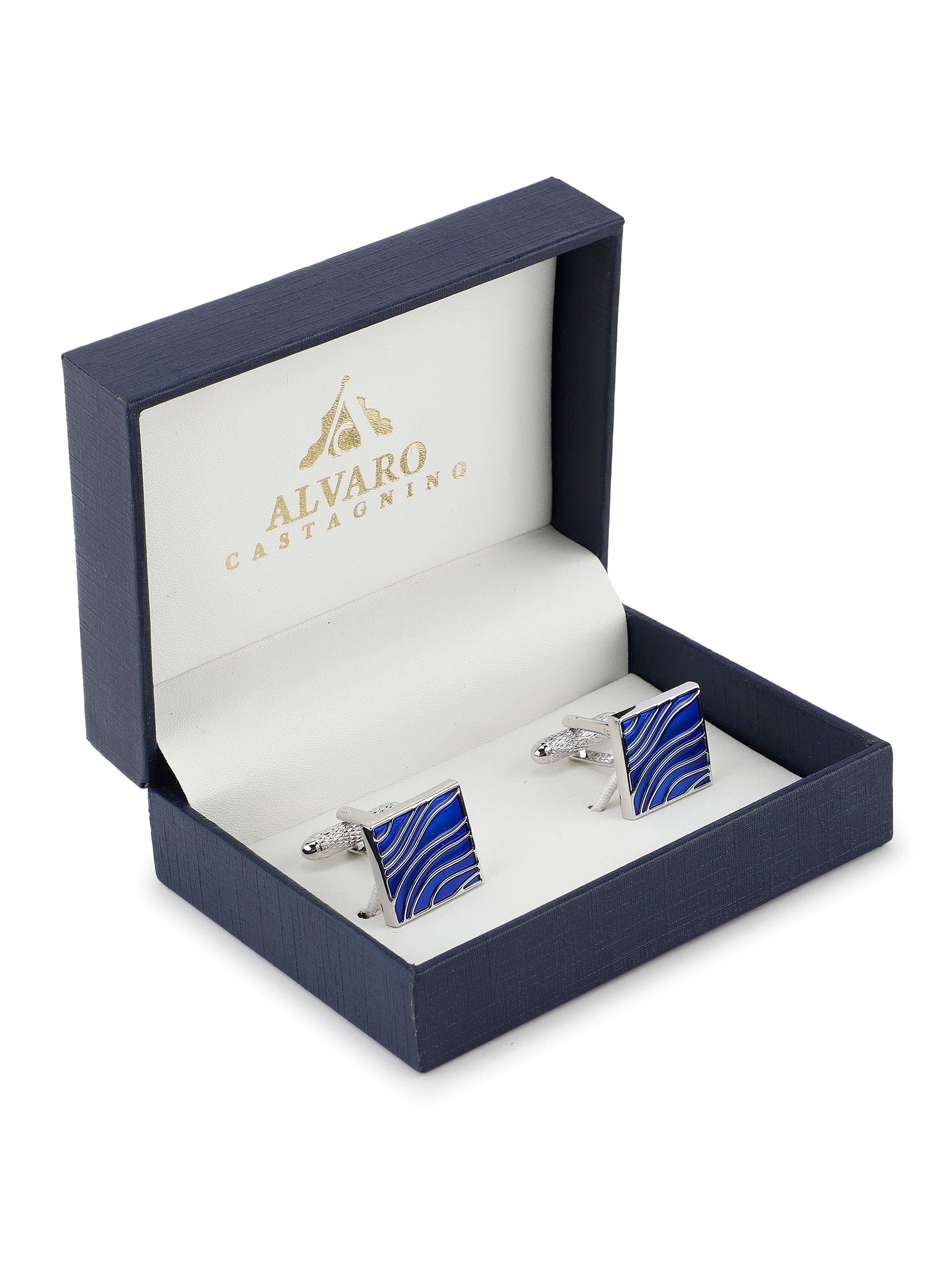 Alvaro Castagnino Blue & Silver Coloured Cufflink for Men