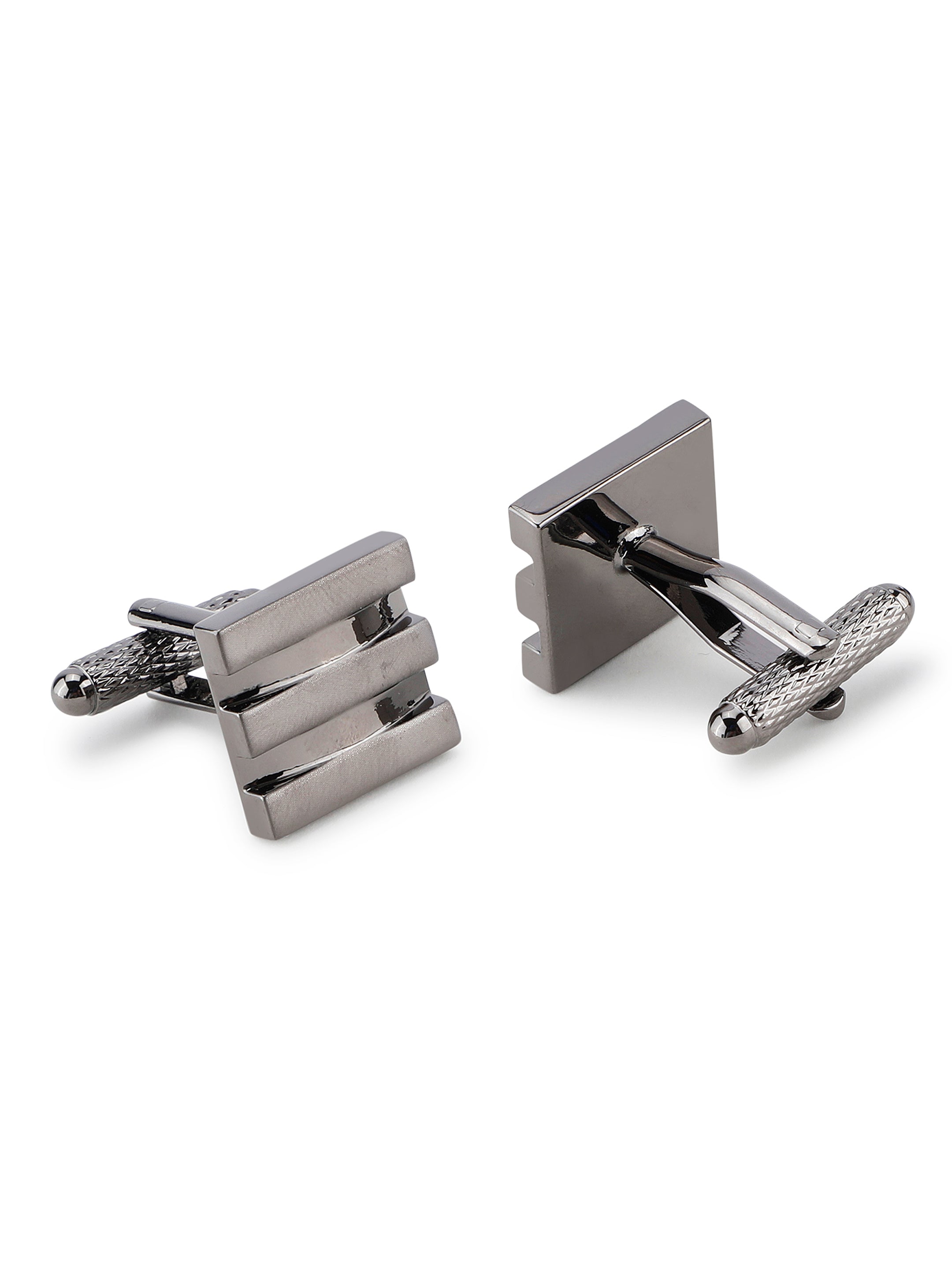 Silver Geometric Bar Cufflink