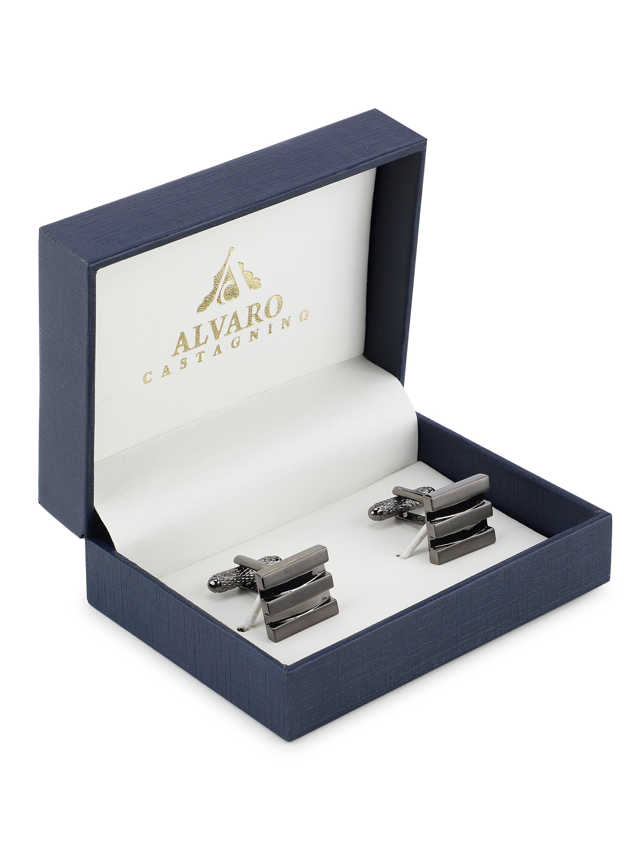 Silver Geometric Bar Cufflink