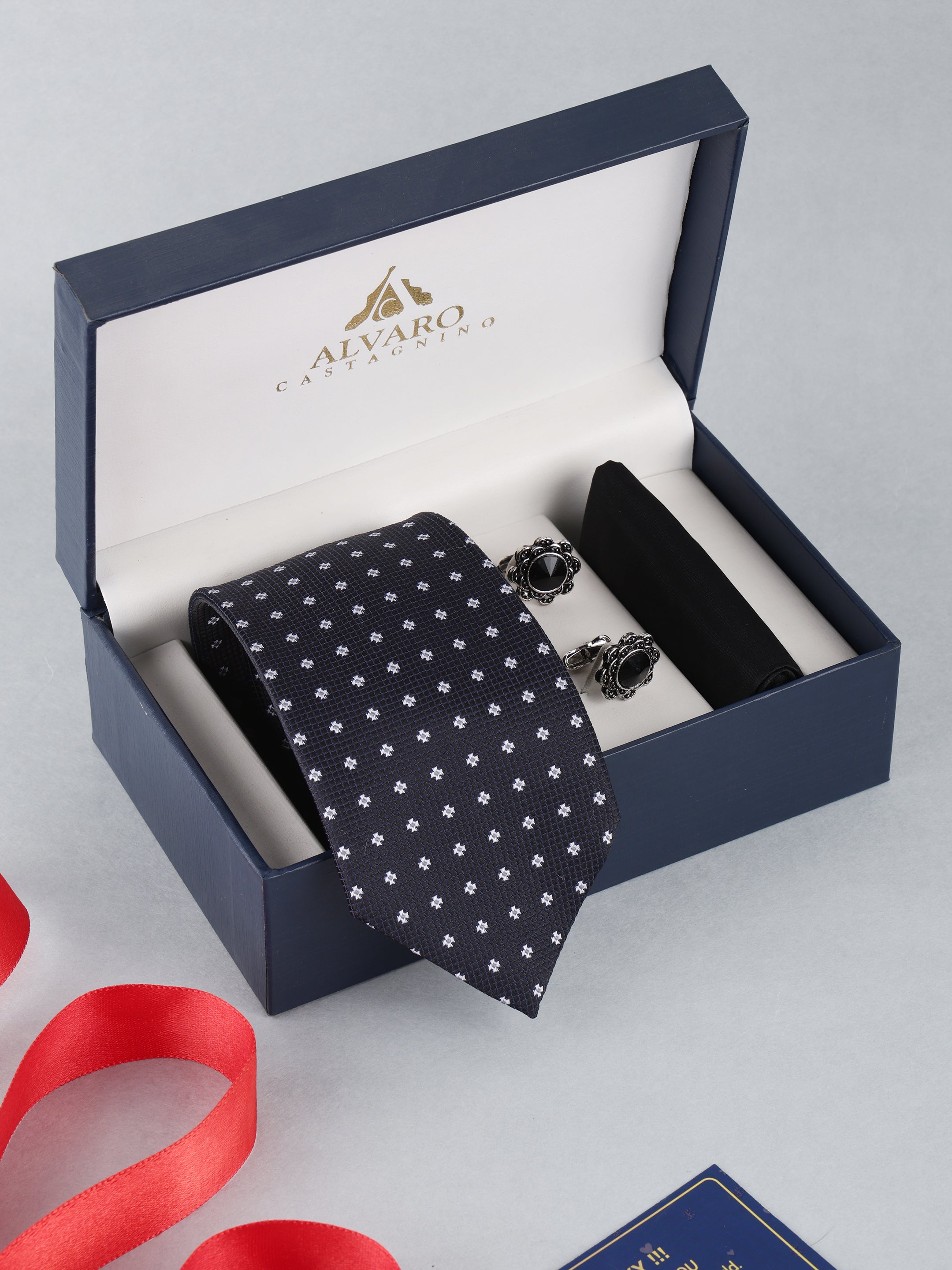 Blue Geometric Necktie Gift Set