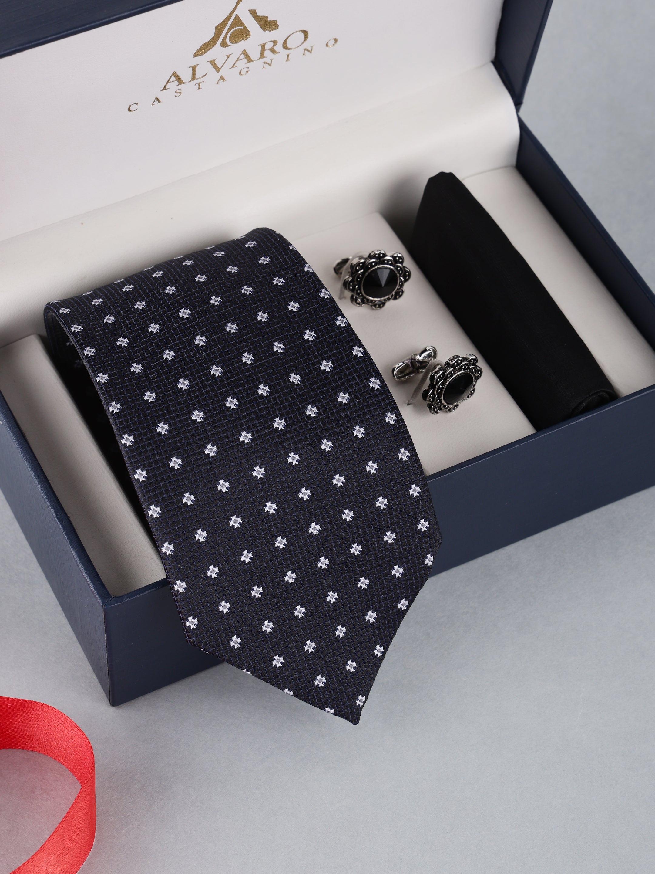 Blue Geometric Necktie Gift Set