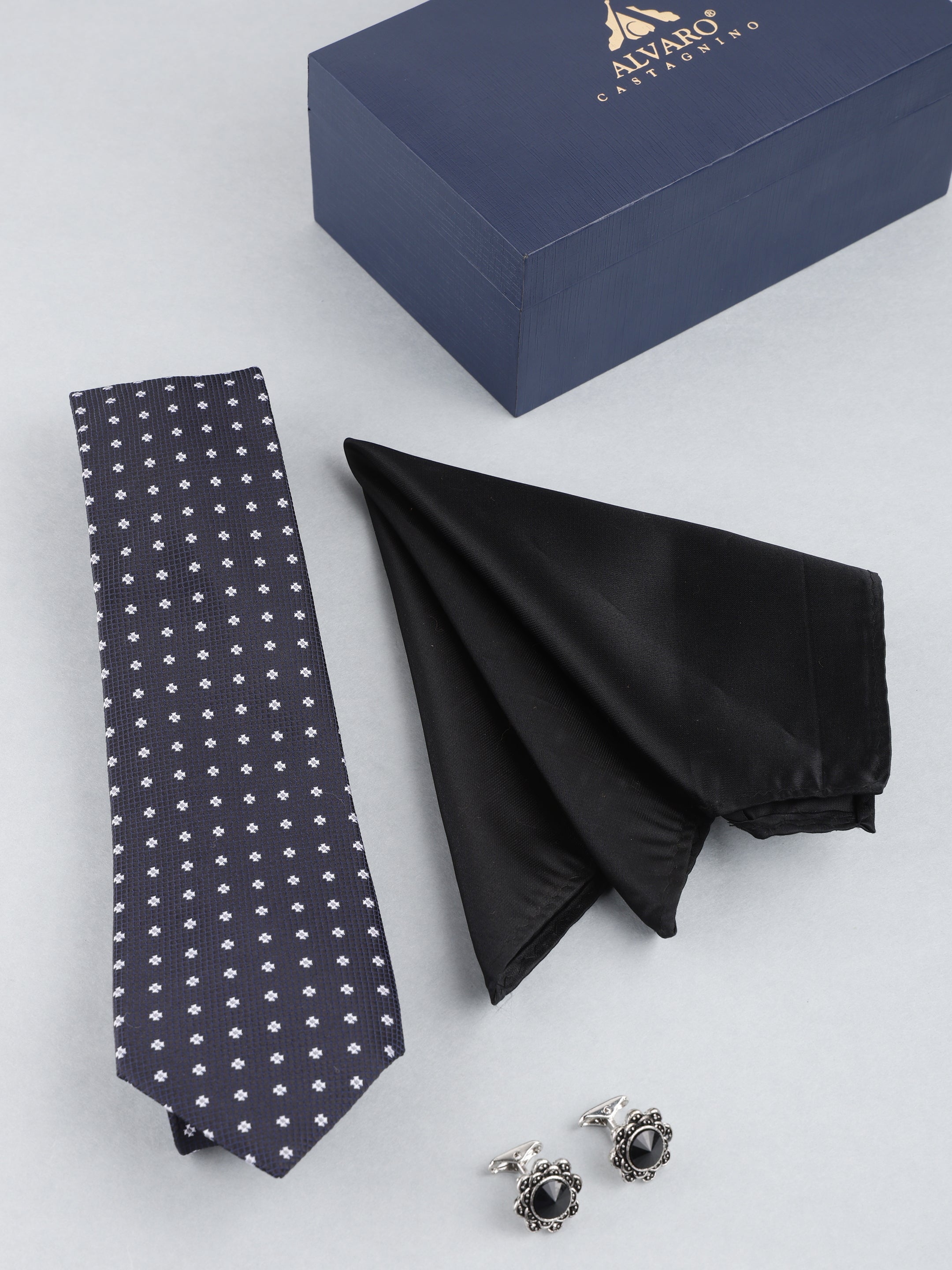 Blue Geometric Necktie Gift Set