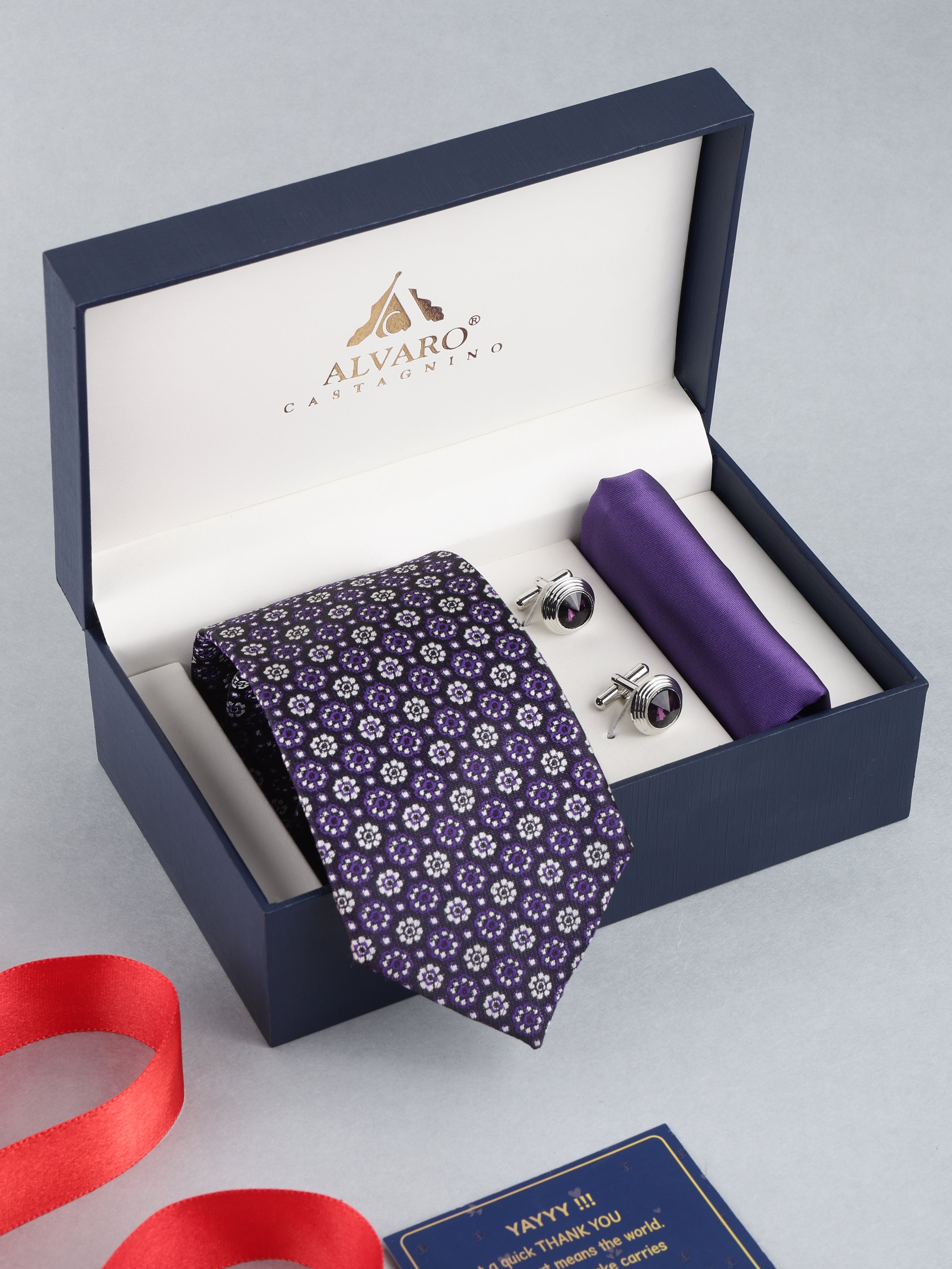 Purple Geometric Necktie Gift Set