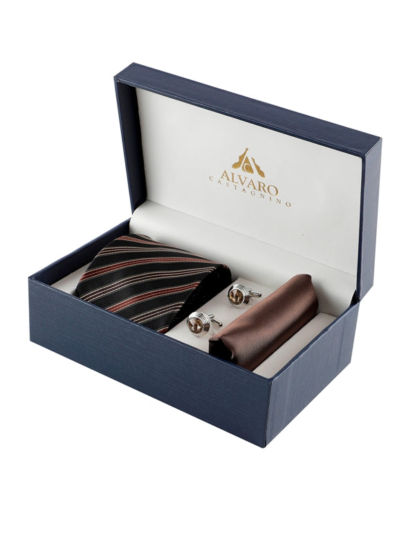 Alvaro Castagnino Men Black & Brown Set Of 3 Accessory Gift Set