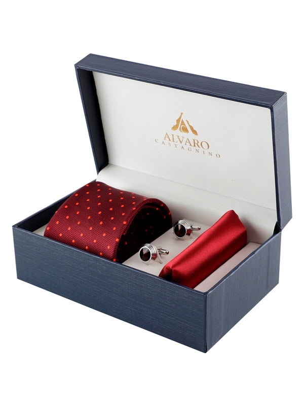 Alvaro Castagnino Men Maroon & Orange Set Of 3 Accessory Gift Set