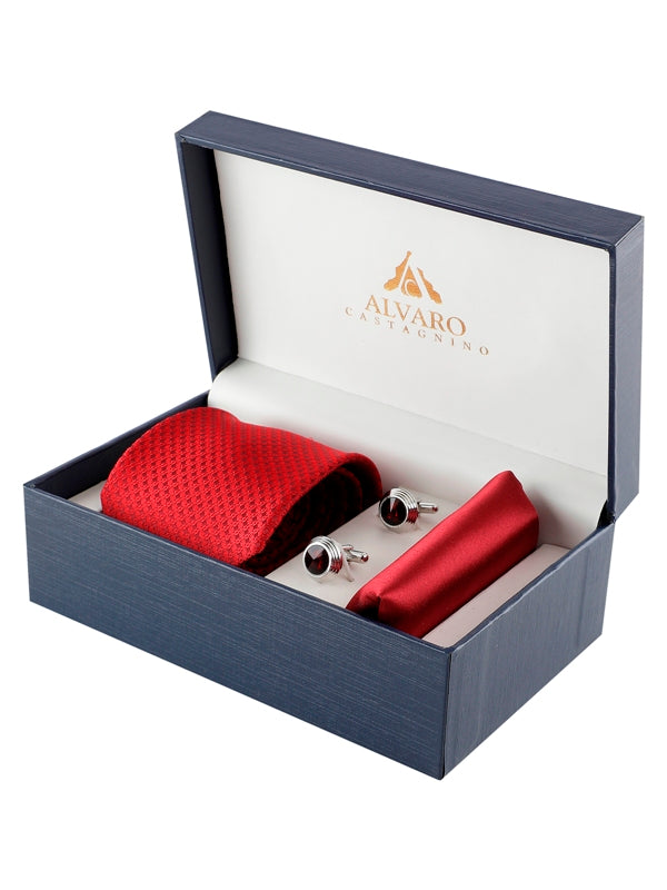 Alvaro Castagnino Men Maroon Set Of 3 Accessory Gift Set