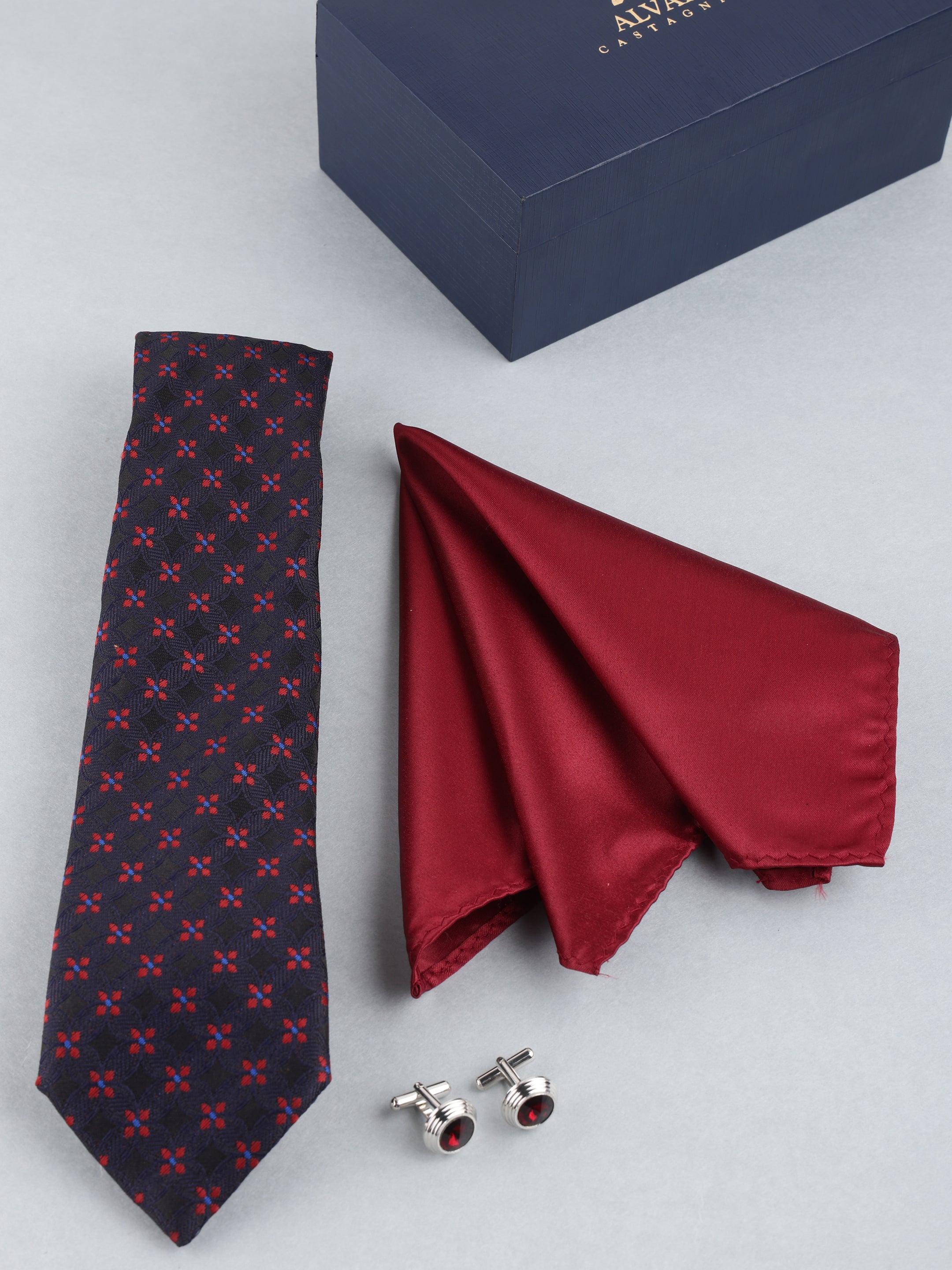 Deep Navy Floral Necktie Gift Set