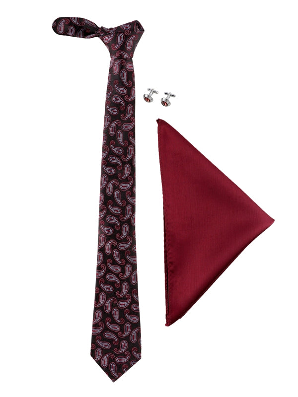 Alvaro Castagnino Men Black & Maroon Set Of 3 Accessory Gift Set