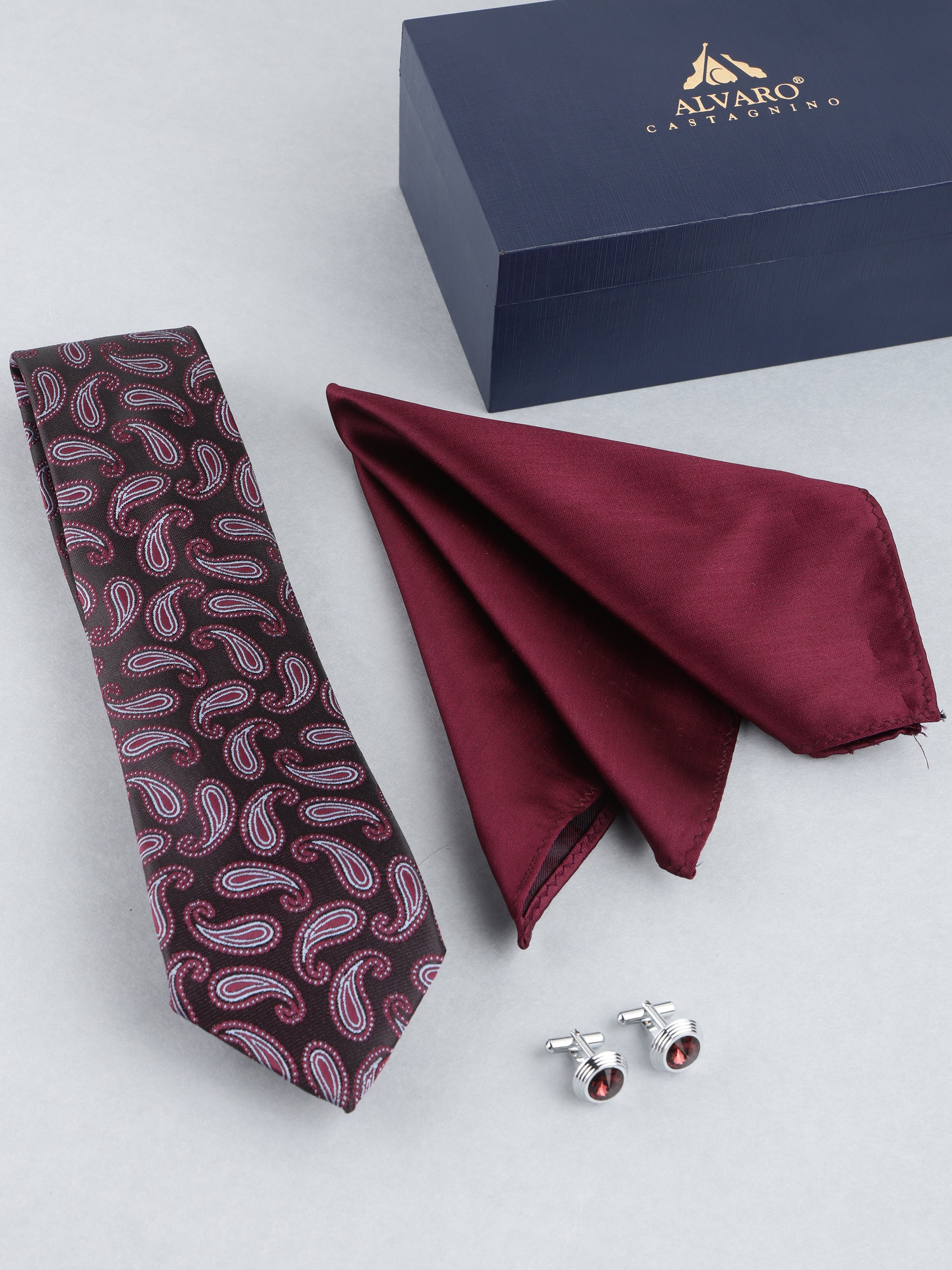 Maroon Paisley Necktie Gift Set