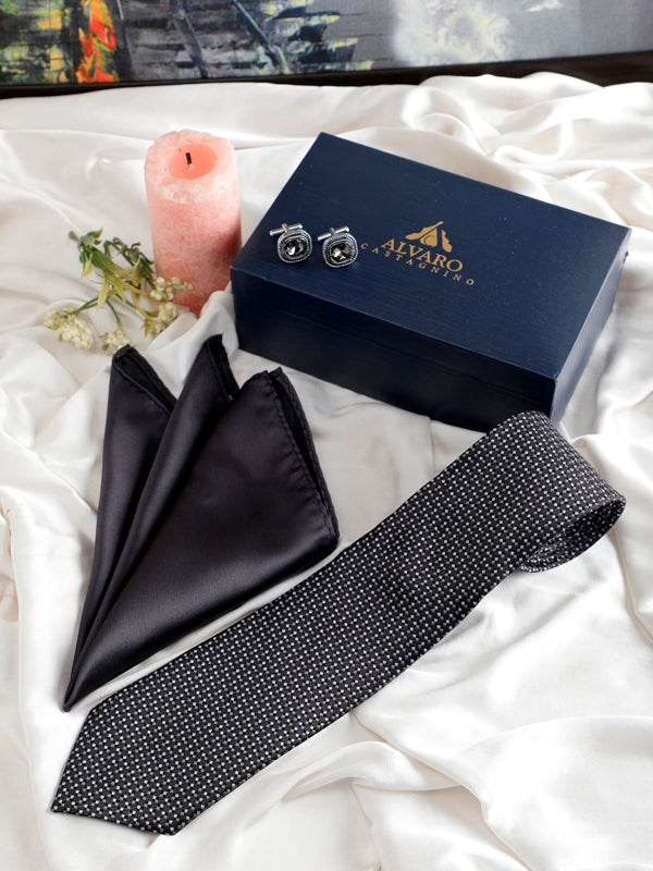 Alvaro Castagnino Men Black & Grey Set Of 3 Accessory Gift Set