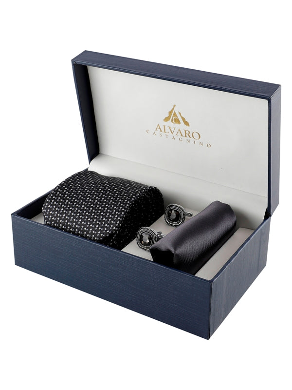 Alvaro Castagnino Men Black & Grey Set Of 3 Accessory Gift Set