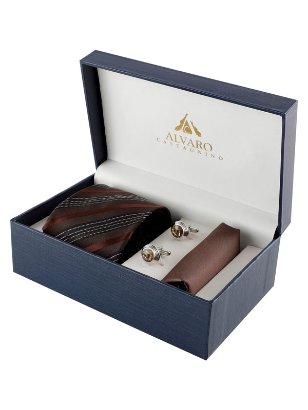 Alvaro Castagnino Men Brown & Black Set Of 3 Accessory Gift Set
